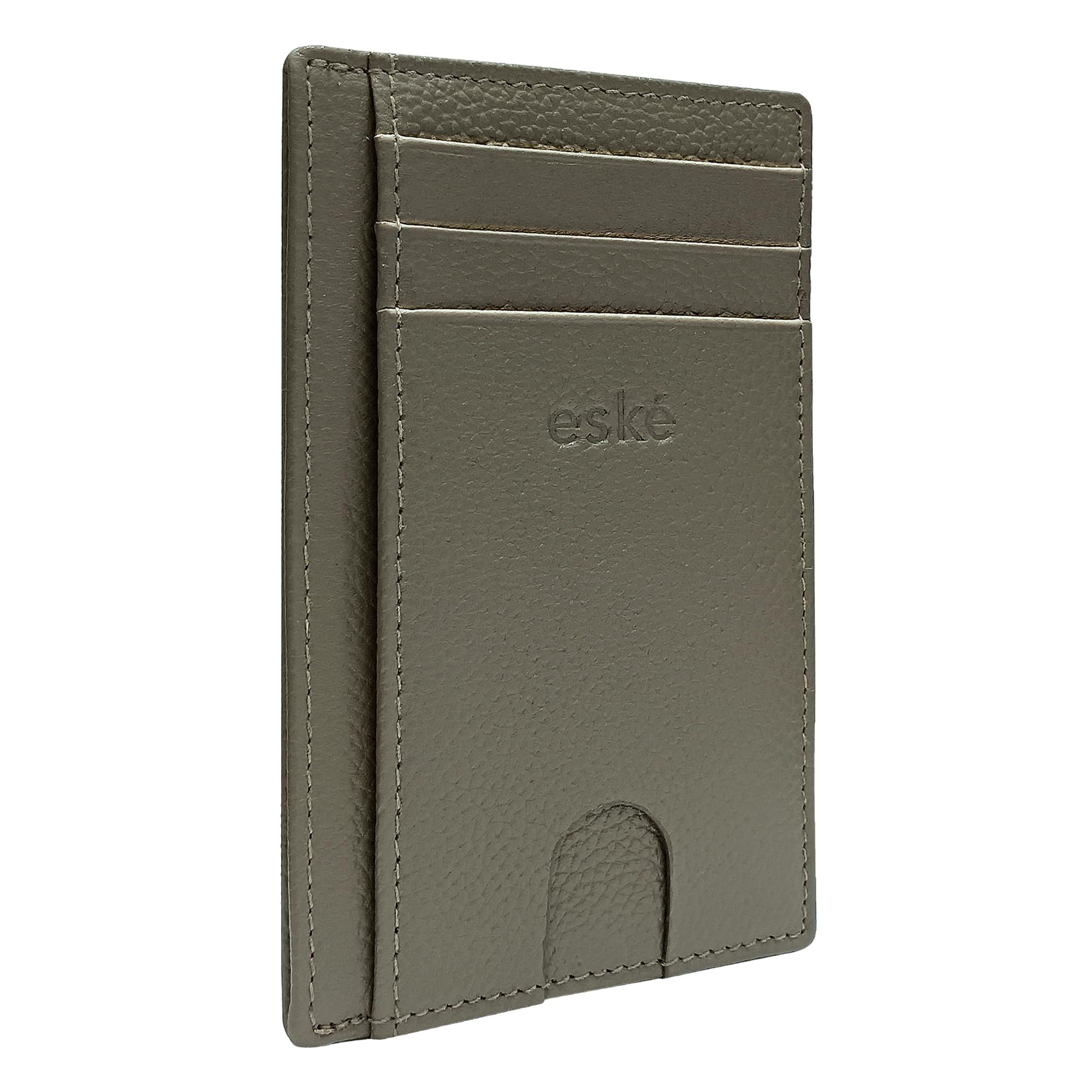 eskeNewton Italian Leather Front Pocket Slim Minimalist Wallet with RFID Blocking Holds Up to 6 Cards (Taupe)