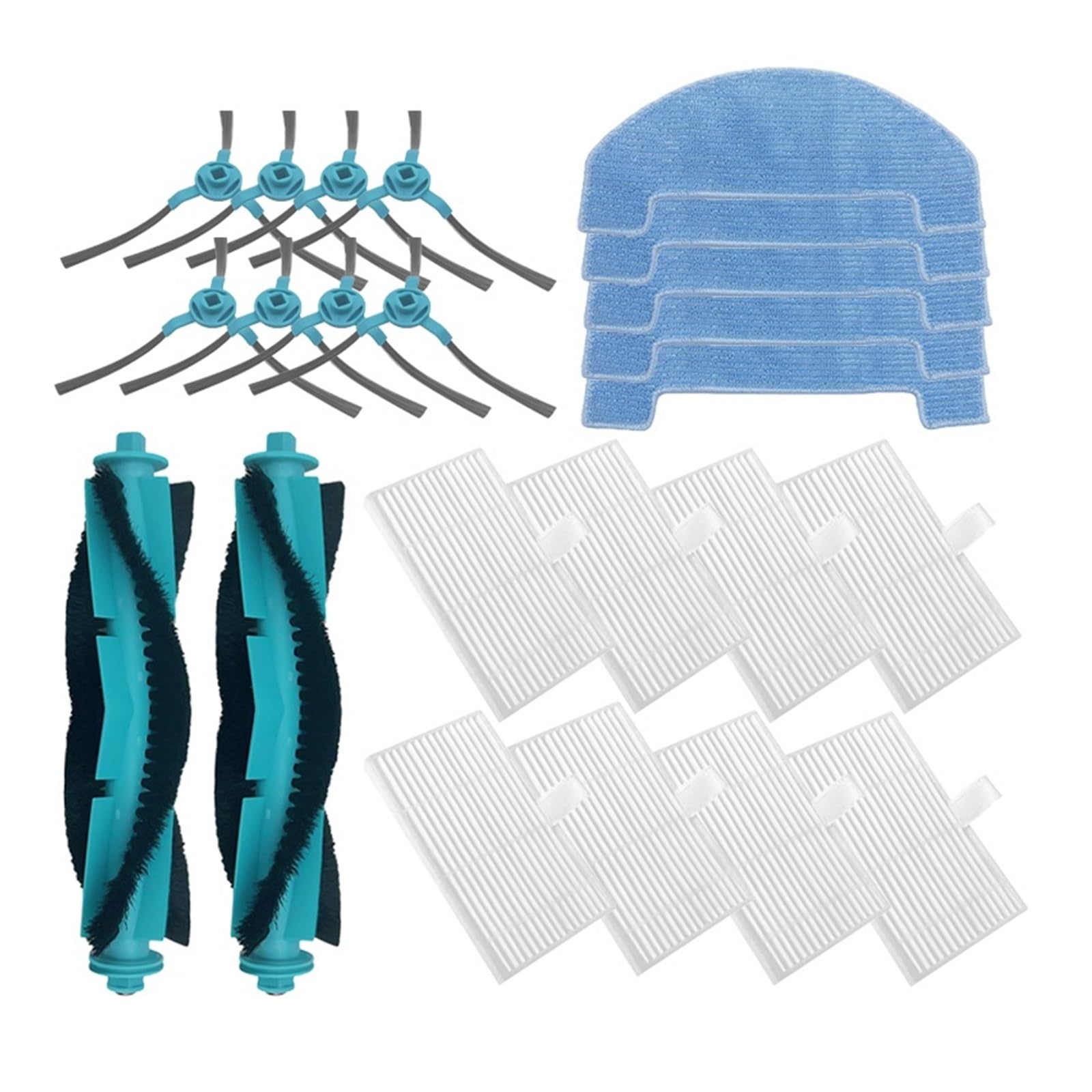 Kompatybilny z Midea S5 Plus/Cecotec Conga 2299 Ultra Home X-Treme Genesis Akcesoria do odkurzaczy Główna szczotka boczna Mop Filtr workowy na kurz(Set17)