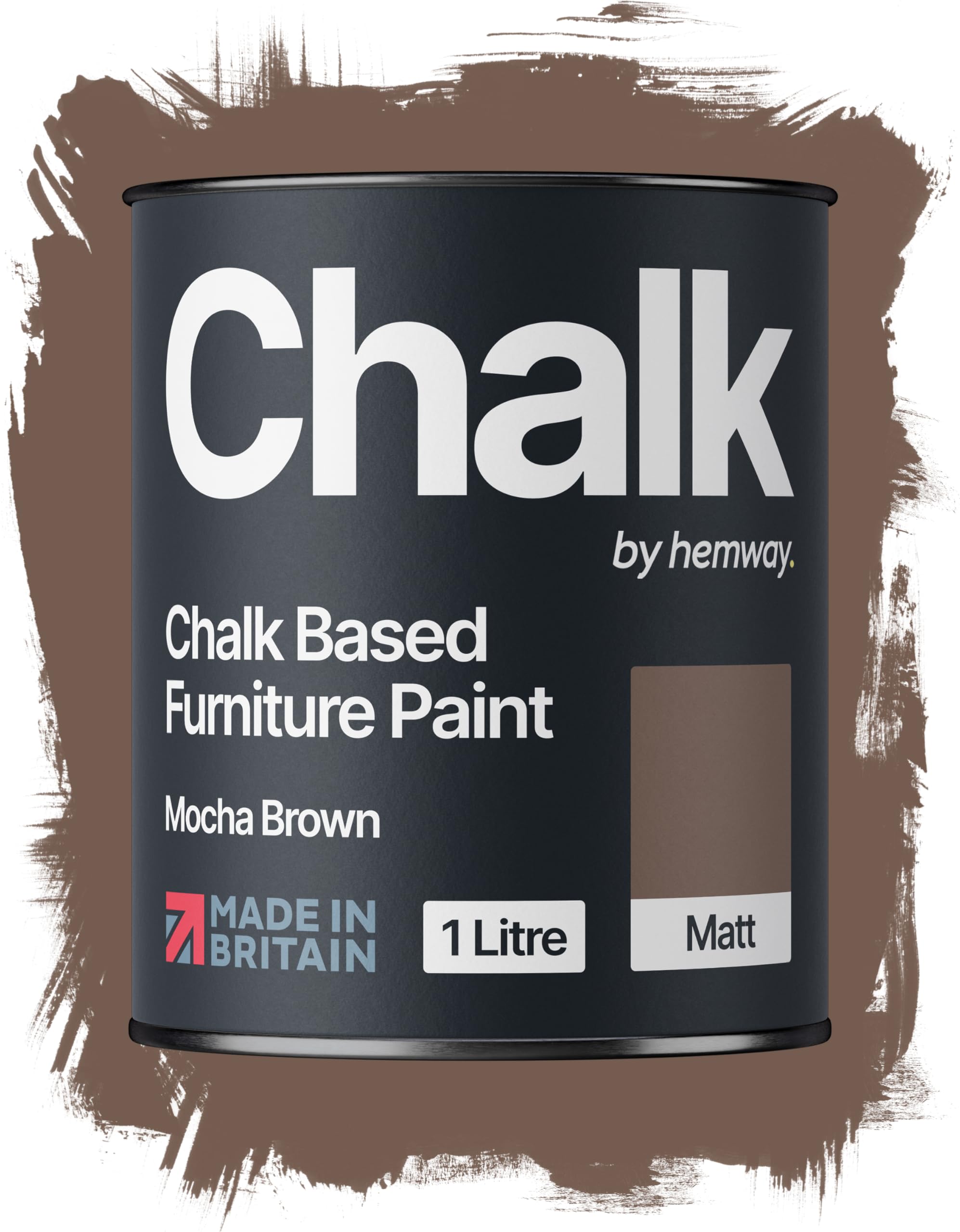 Hemway Mocha Brown Chalk Based Furniture Paint, 1L, Matt Finish Shabby Chic, Chalk Paint Furniture & Walls, Quick Dry & 1 Coat