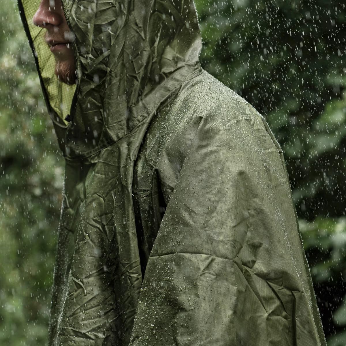 Badger outdoor Ponczo przeciwdeszczowe Ripstop – wodoszczelne ponczo przeciwdeszczowe 5000 mm, festiwal, survival, lekkie składane, na wędrówki, rower, kemping, do aktywności na świeżym powietrzu