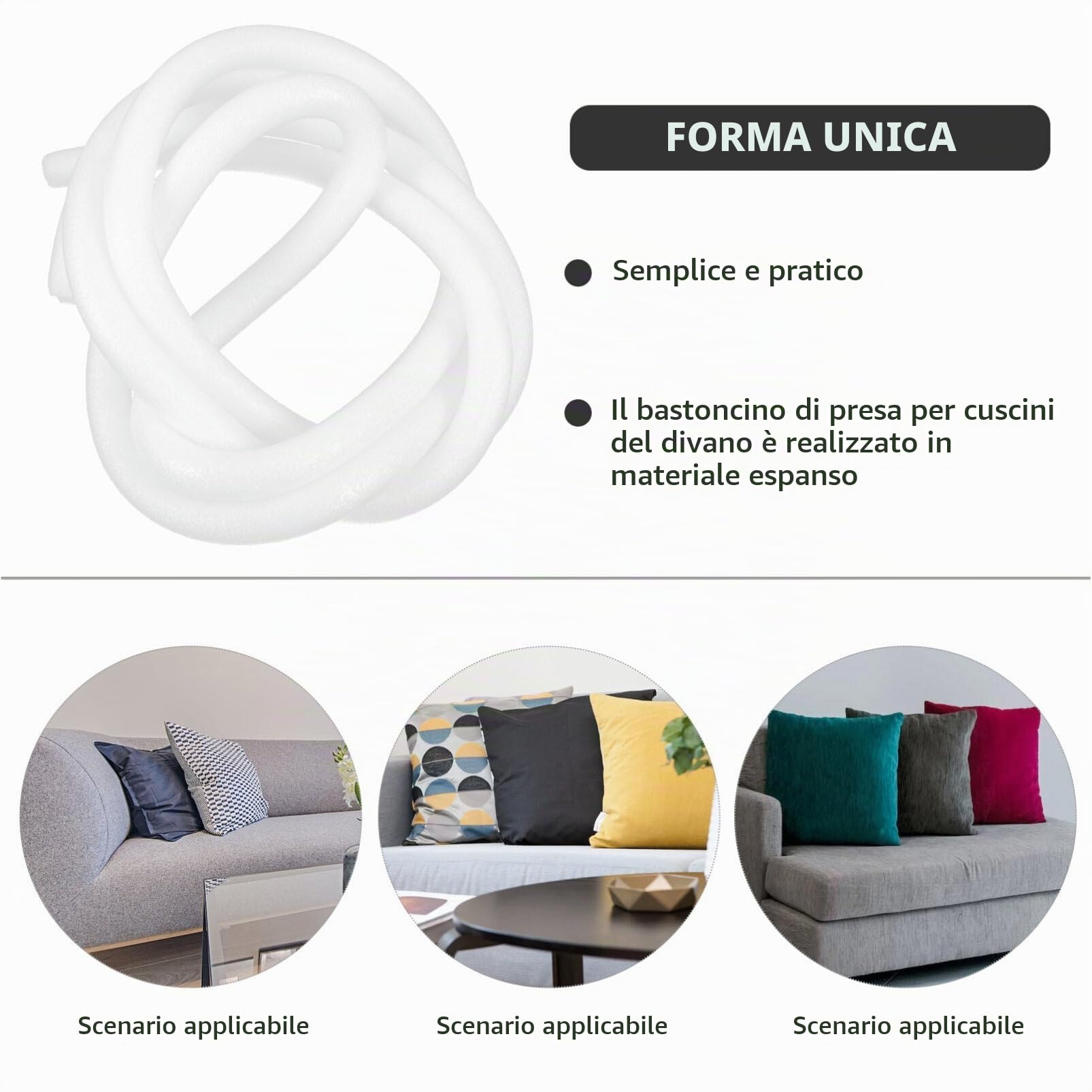 Yardwe in Schiuma Espansa Per Divani - Tubi Blocca Copridivano Antiscivolo - Facile Da Installare E Sicuro Per Bambini E Animali Domestici - 2 Metri