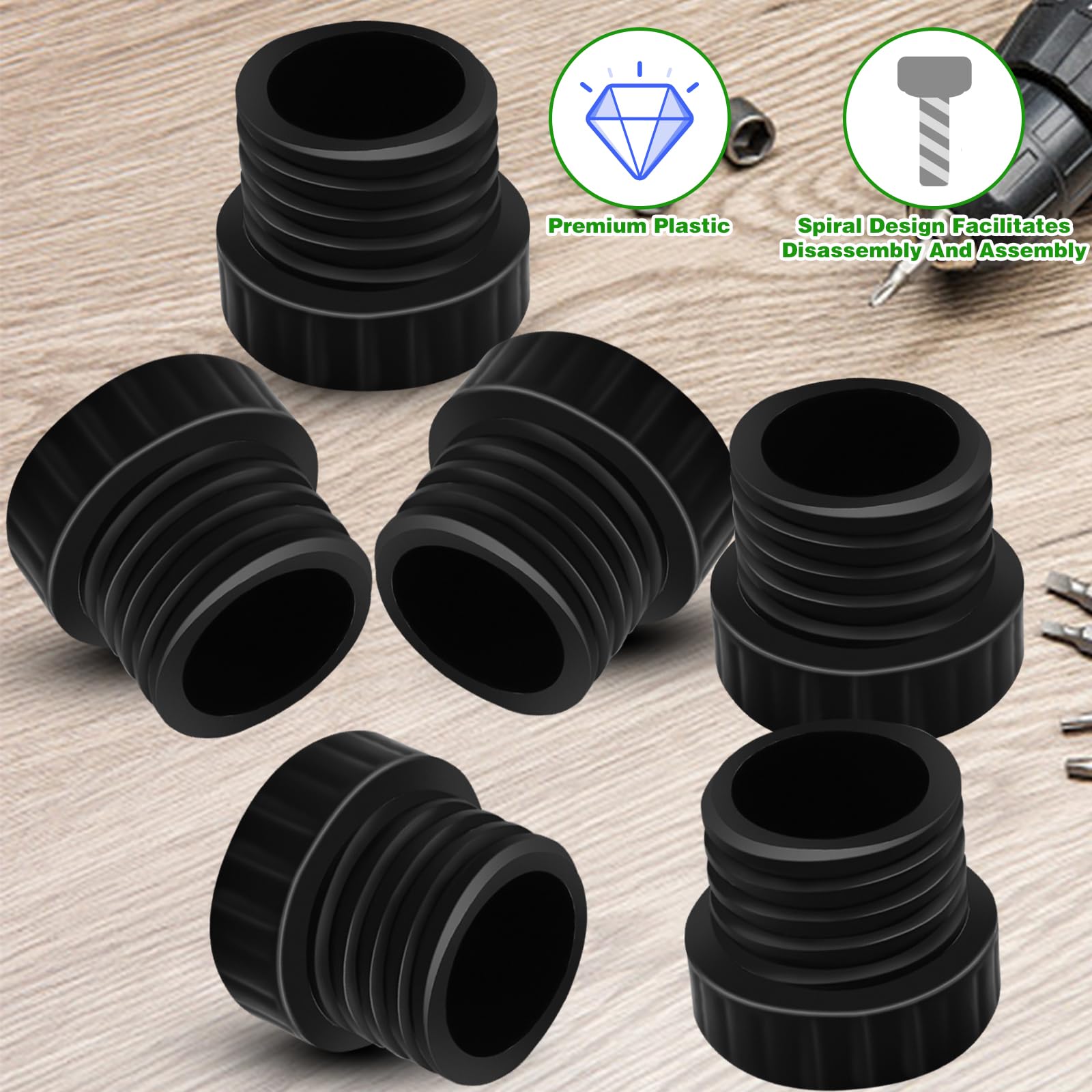 6 Piezas Tapa de Portalámparas, Tapa de Portalámparas, Tapones de Seguridad para Tiras de Luces, Tapas Protectoras de Portalámparas Empotradas Estándar para Cubrir Enchufes (Negro)
