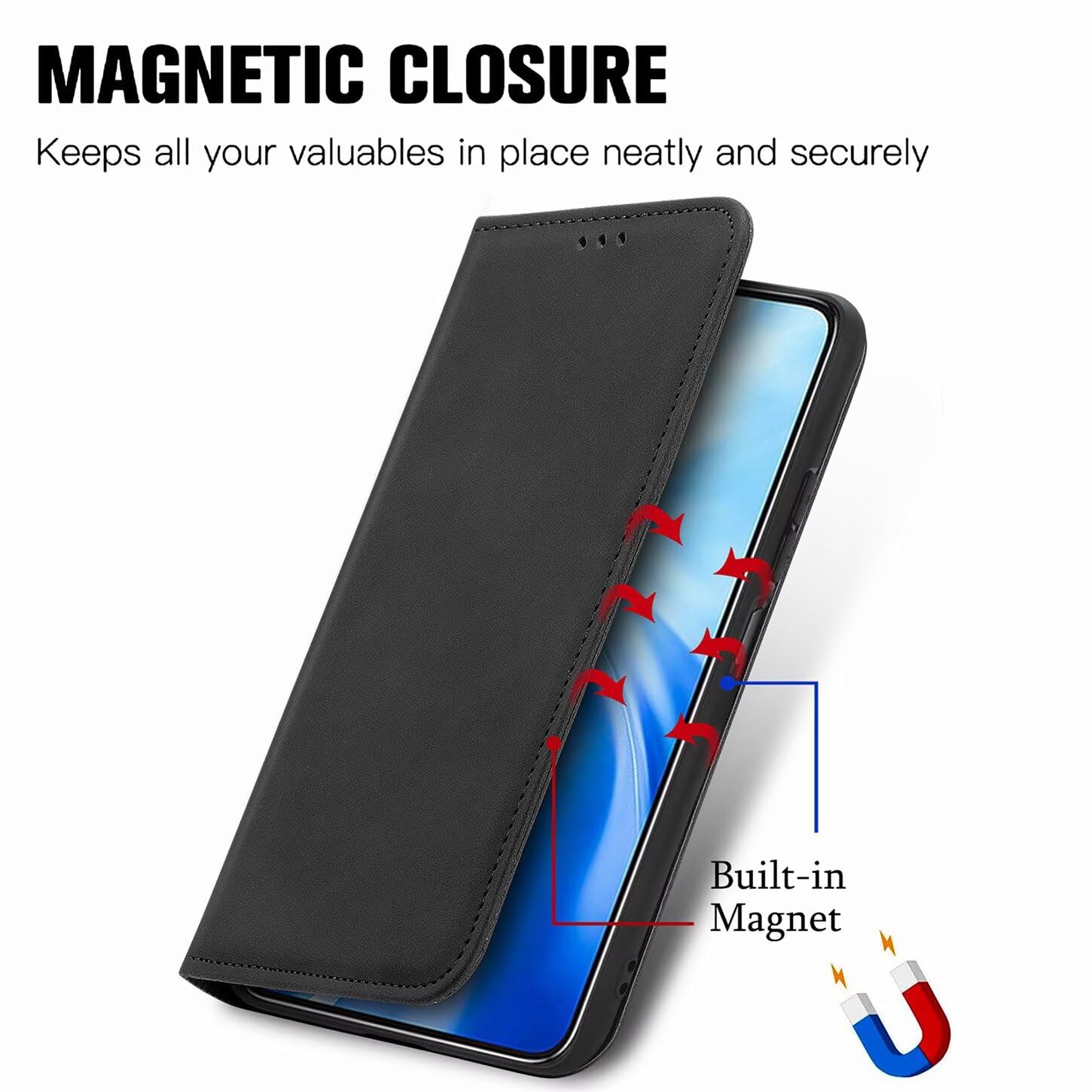 SEAHAI Cover per Honor 70, Ultra Sottile Custodia Premium Pelle Portafoglio Kickstand Slot per Schede [RFID Blocking] TPU Antiurto Flip Cover Libro - Verde