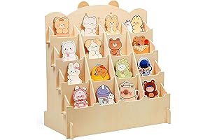 Wooden Sticker Stand with 16 Pockets for 4" Stickers and Brochures
