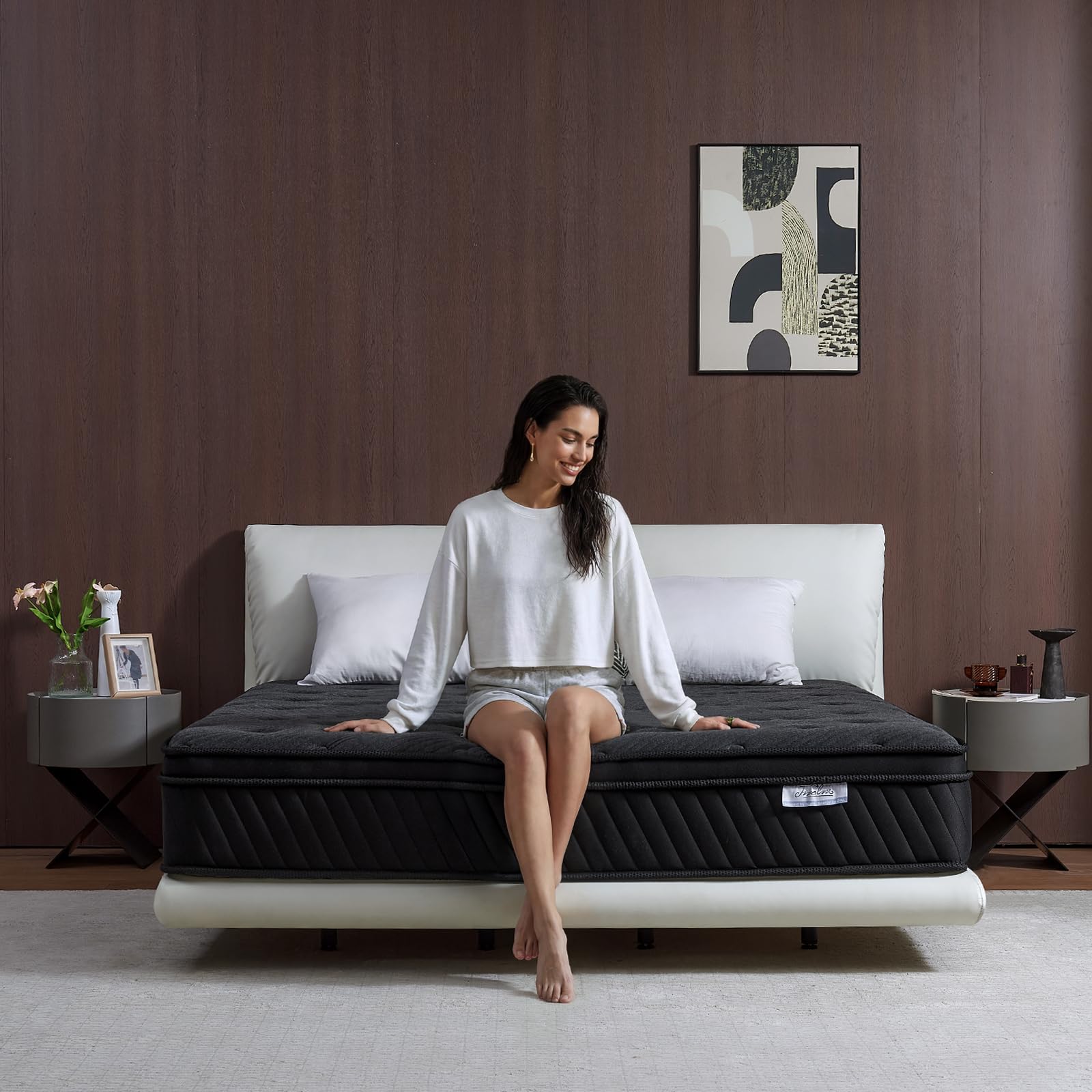 Photo 1 of Curelia Queen Hybrid Mattress - 12 Inch, Black