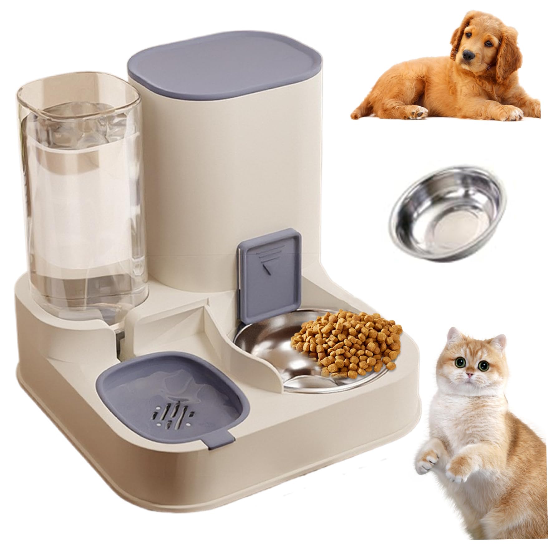 Mangeoire automatique pour chat en acier inoxydable au design épuré et durable