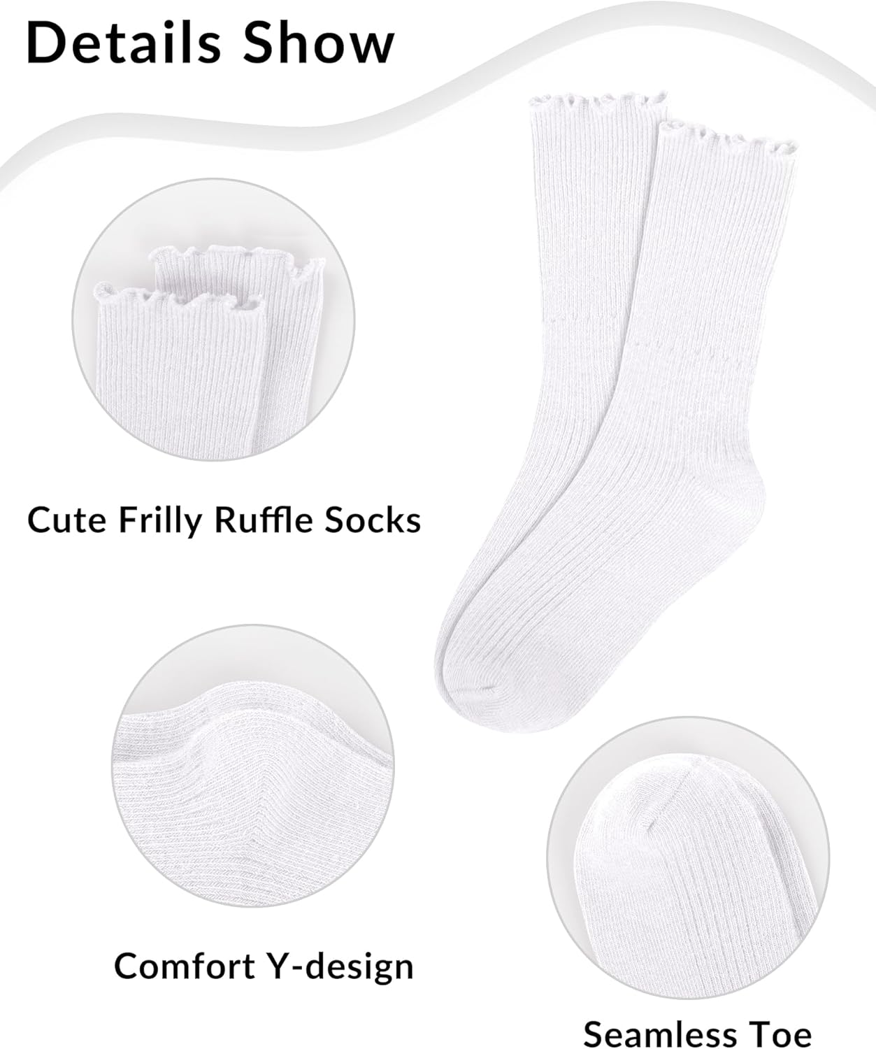 Witwot Ruffle Socks for Girls Kids Toddler Turn Cuff Dress School Uniform Sock - Image 5