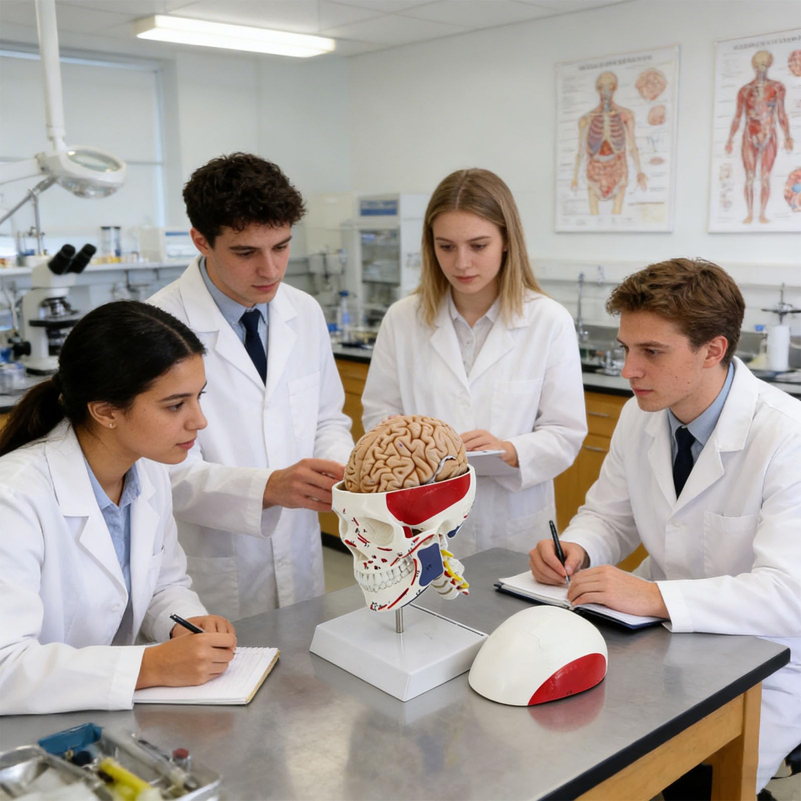 Cranio educativo in PVC con muscoli codificati a colori, ideale per studi scolastici, cranio con colonna vertebrale cervicale