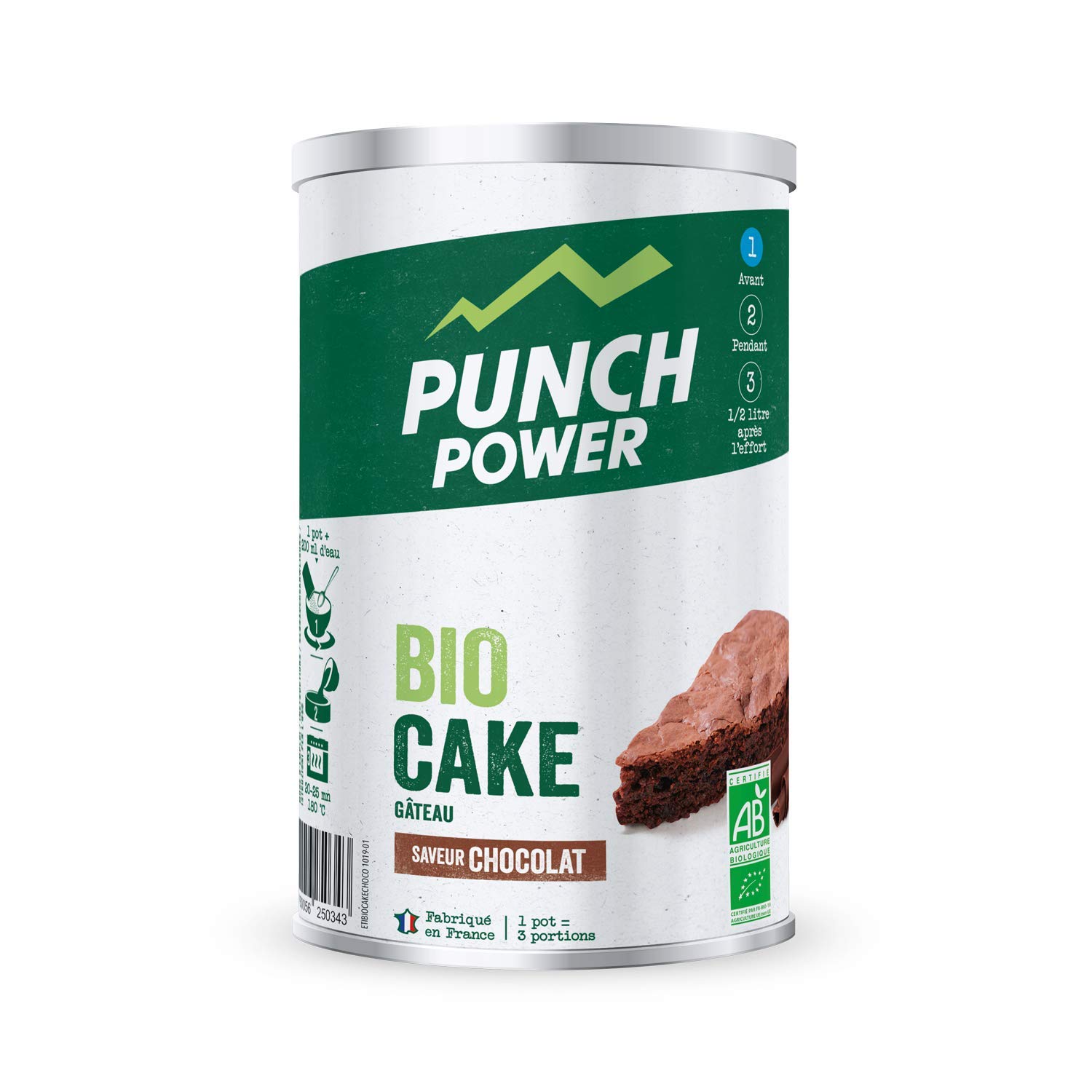 PUNCH POWER - Biocake - Chocolat - Pot 400g - Préparation Pour Gâteau pour sportifs - Glucides Complexes - Bio - Sans Gluten - Marque Française