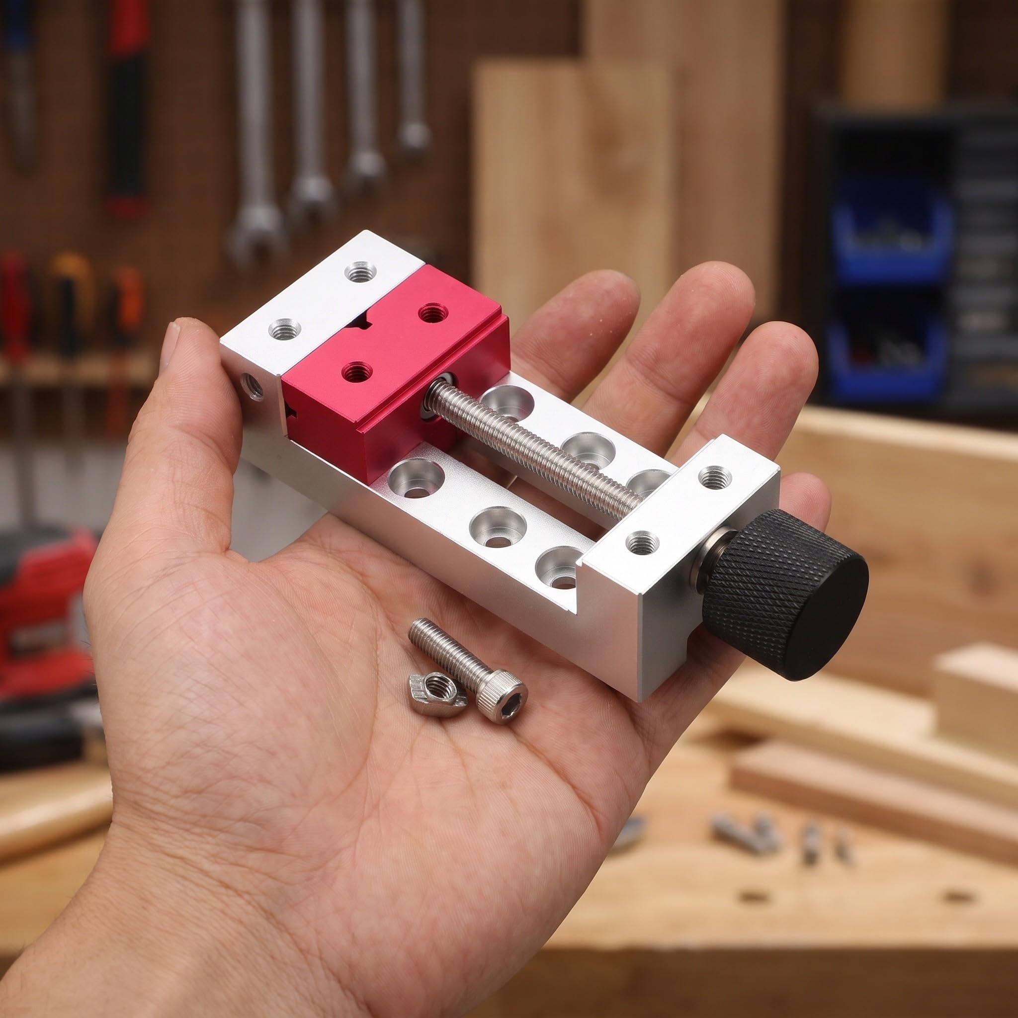 ibasenice Mini morsetto da tavolo, piccola morsa da banco per hobby, morsetto da banco regolabile per modellismo, artigianato, lavorazione del legno e dei metalli.