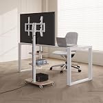 FITUEYES Mobile Floor TV Stand with Swivel Mount for 32-70 Inch Flat/Curved TVs, 3-Shelf Portable Rolling TV Cart with Load Capacity up to 88 lbs,Max VESA 600x400mm(White)