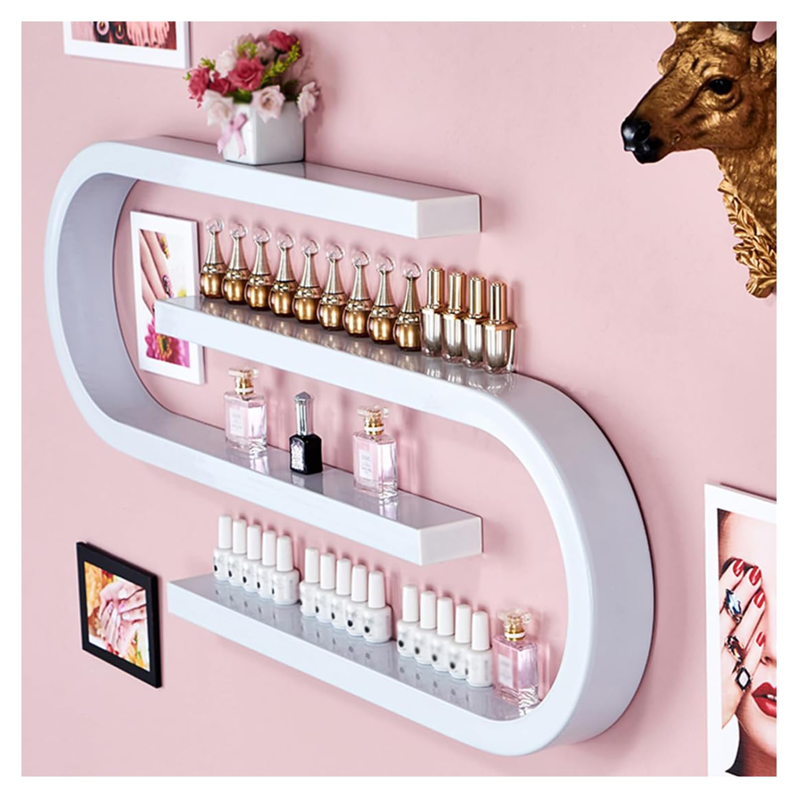 Organizador de esmaltes de uñas de Metal para Montaje en Pared, Paquete de 2, Caja expositora de cosméticos Americana, Estante Expositor de pintalabios y perfumes, Organizador de Botellas de