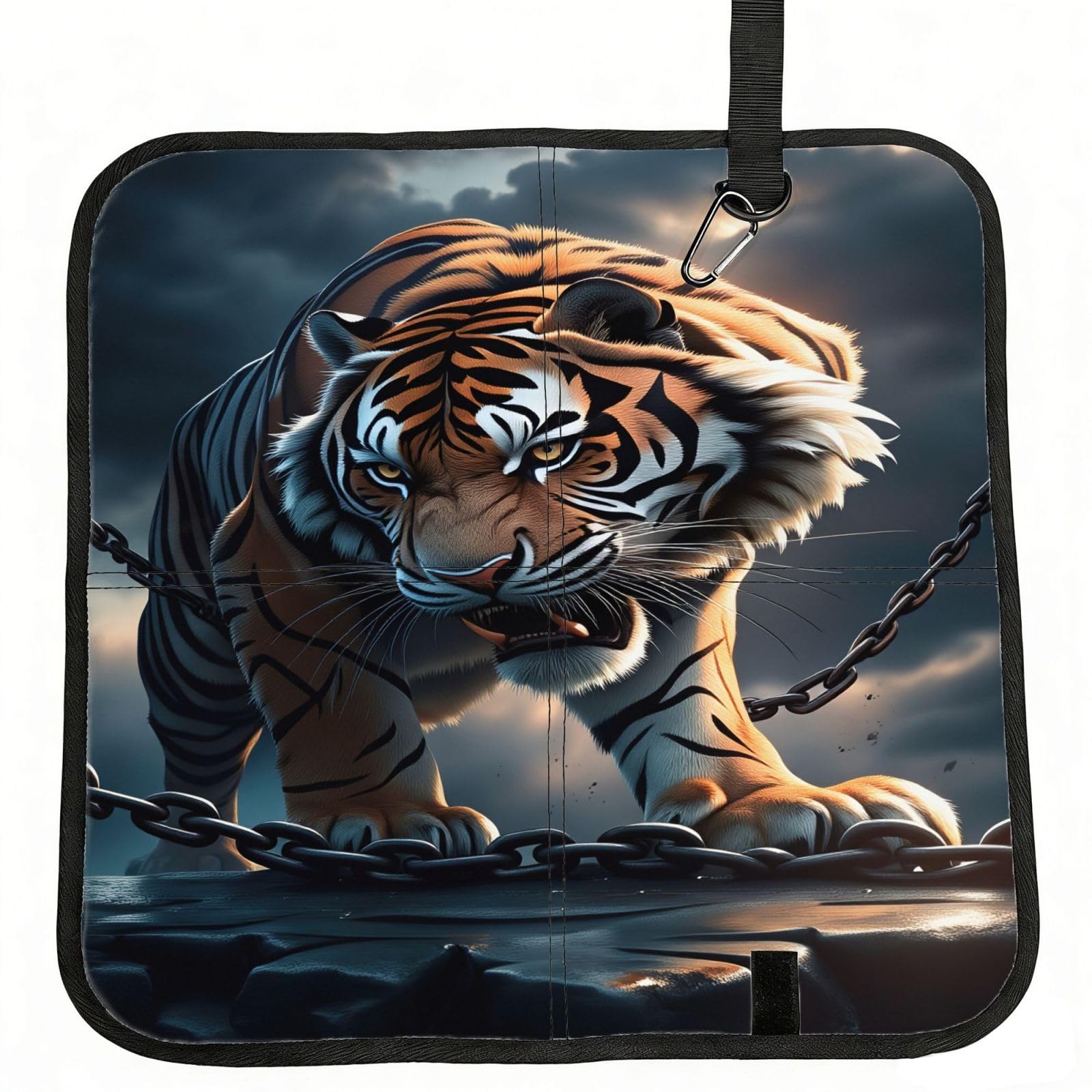 SDEGTHO Tiger Chain Print Padded Seat Pad Folding Cushion Waterproof Bench Mat Portable Outdoor Rest Mat 15.8"