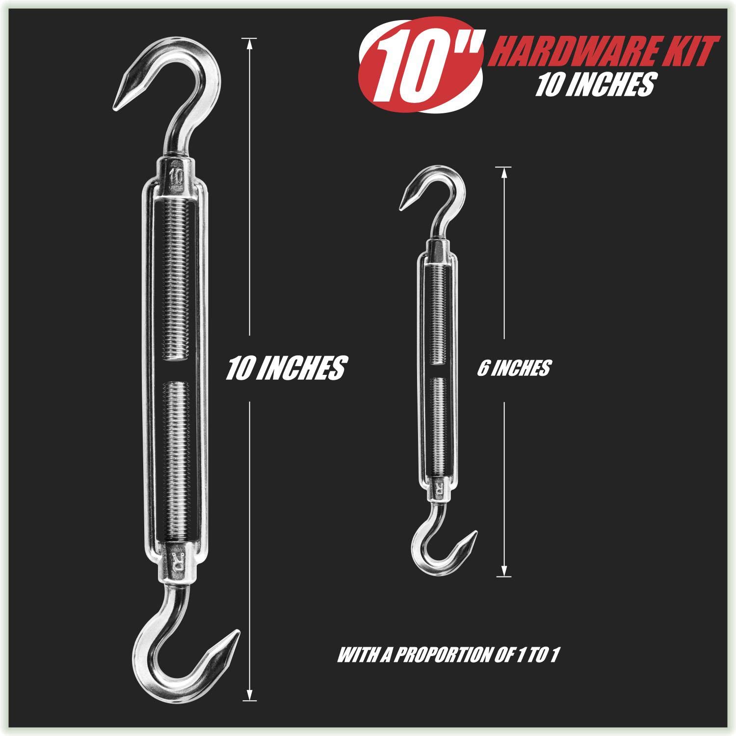 Kit De Fixation Robuste Pour Voile D'ombrage Triangulaire Et Carrée - 44 Pièces, En Acier