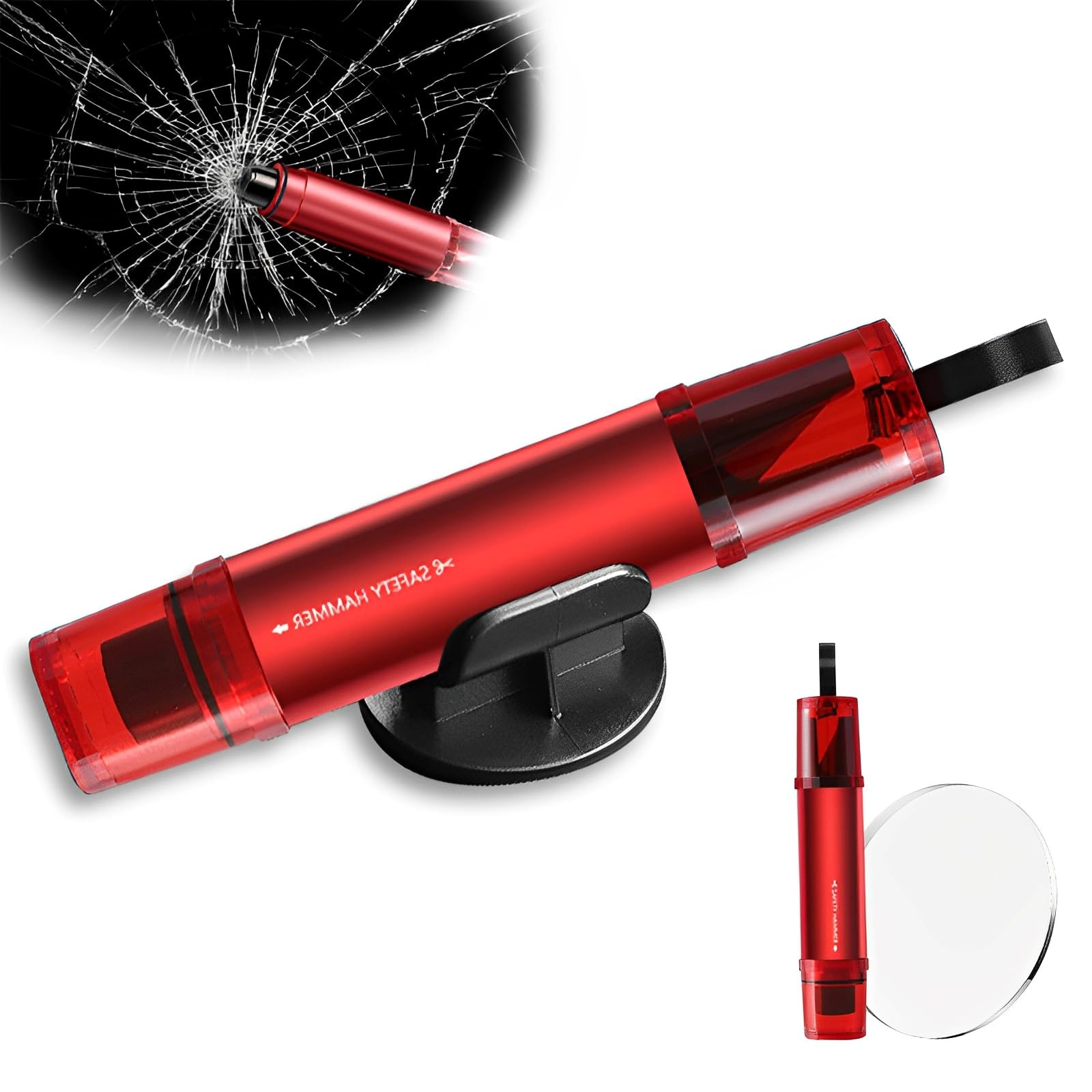 Rompivetro E Taglia Cinture 2 In 1 - Martello Di Emergenza Per Auto, Bus E Veicoli - Nero E Rosso - Foto 11