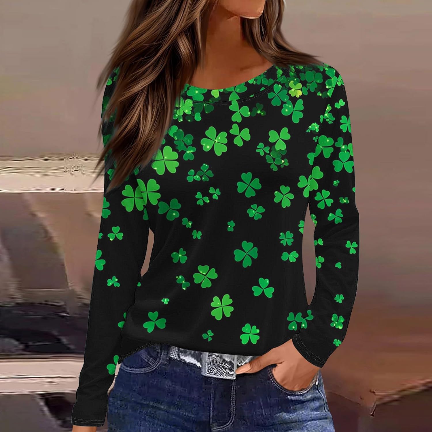 Valentines Tops for Women Trendy 2026 Love Heart Printed Tee Shirts Oversized Long Sleeve Crew Neck Valentine Shirt - Image 2