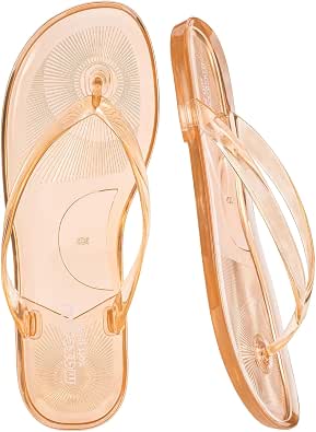 Mazeskin Women's Jelly Flip Flops Soft Flexible Thong Sandals