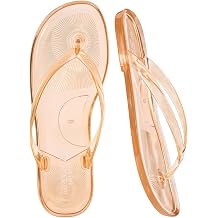 mazeskin Womens Jelly Flip Flops - Soft Thong Sandals with Non-Slip Flexible Rubber Sole, Waterproof Summer Beach Shoes