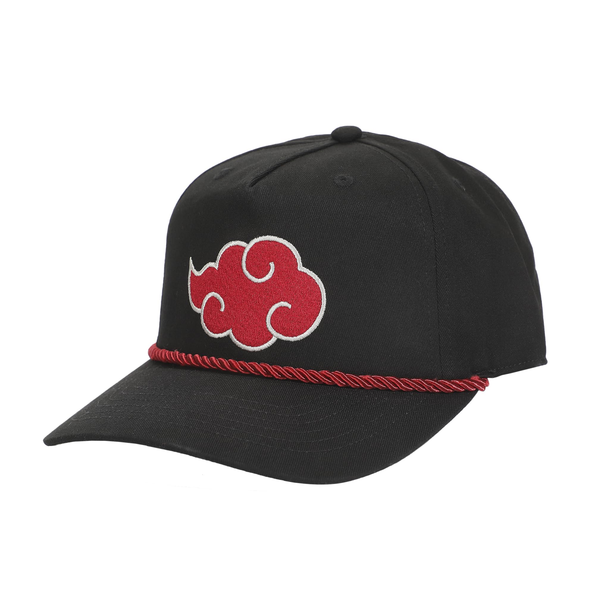 Naruto Logo Embroidered Akatsuki Cloud Black Retro Grandpa Snapback Cap Hat - Official Merchandise - Great Gift for Teens or Adults