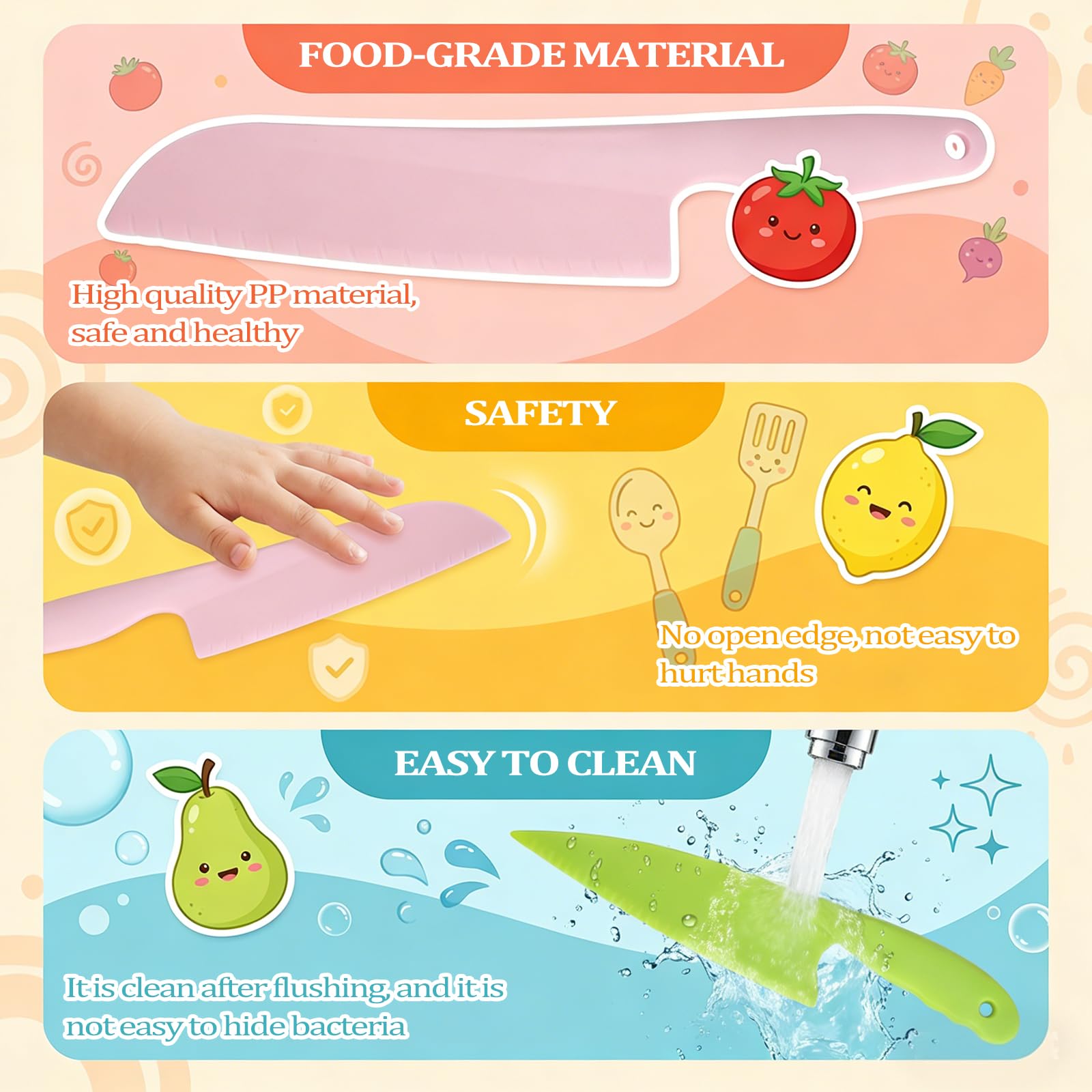 Couteau à Gâteau & Lève Gâteau en Plastique – Sécurisé pour Moules Antiadhésifs, Set 2 Tailles
