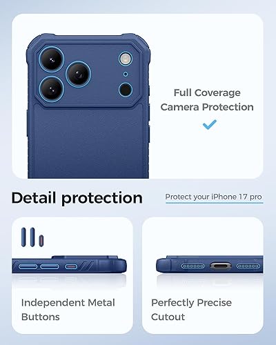 Miniatura 6 de Funda para iPhone 17 Pro con soporte y compatible con MagSafe y botón de captura de control de cámara, cubierta trasera resistente a prueba de