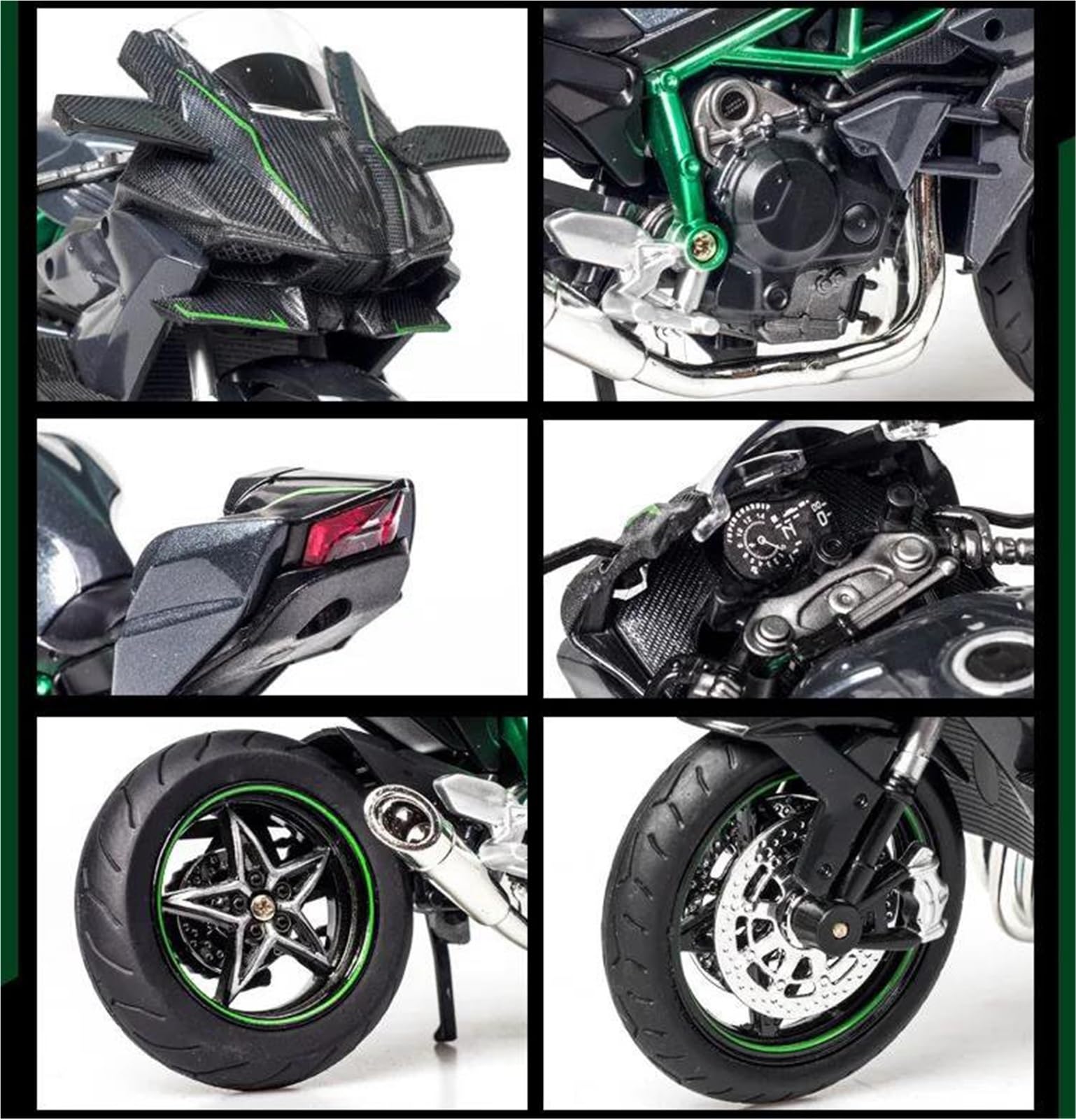 MAKUTU Modello di moto in scala Modellino In Lega Di Simulazione Moto Per Kawasaki Per Ninja H2R In Scala 1:12, Collezione, Decorazione, Regali, Giocattoli(Black)