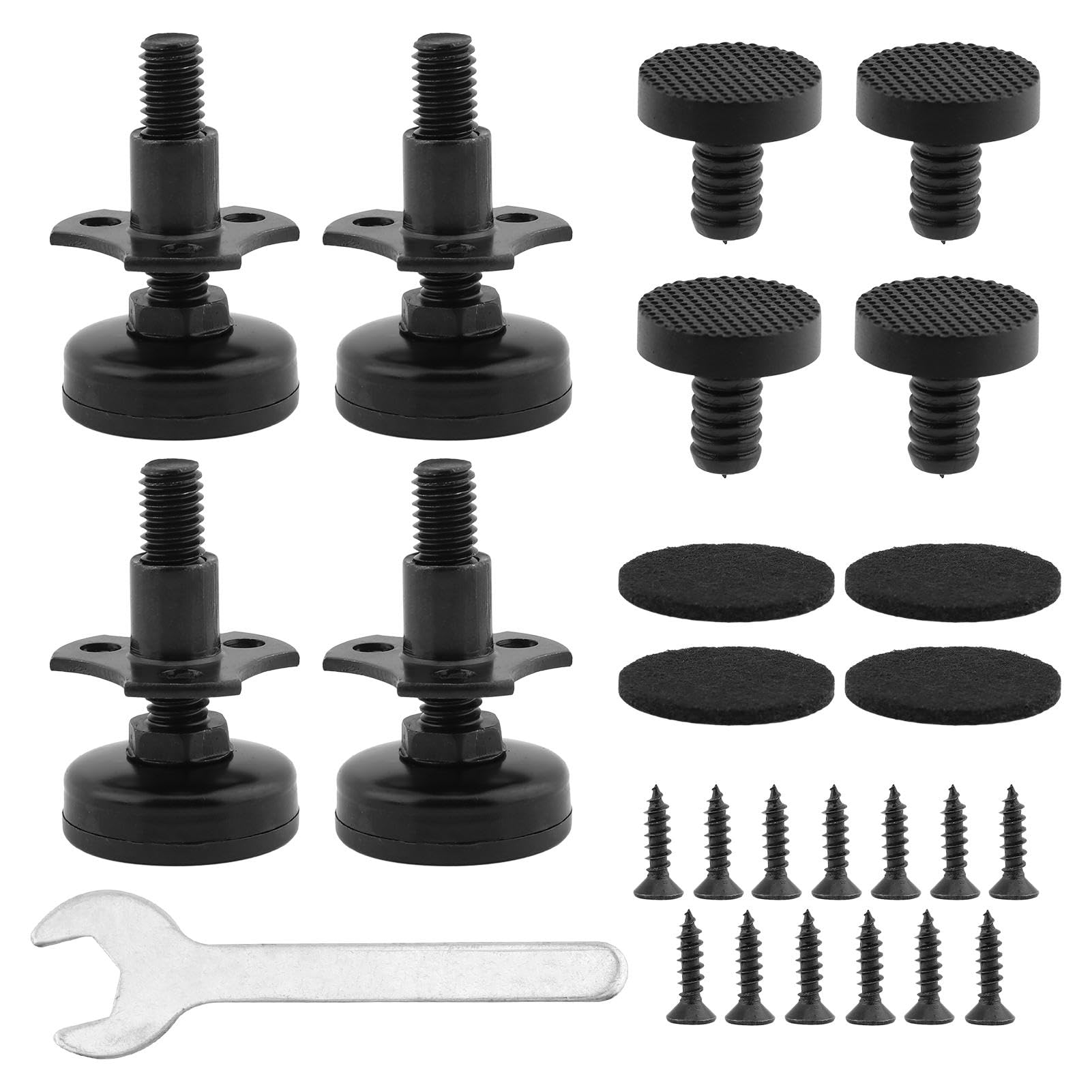 4 Set Heavy Duty Furniture Levelers, 3/8"-16 Threaded w/T-Nut Kit Large Base Leveling Feet, Adjustable Furniture Feet Levelers for Table/Chair/Sofa/Desk/Cabinet/Workbench