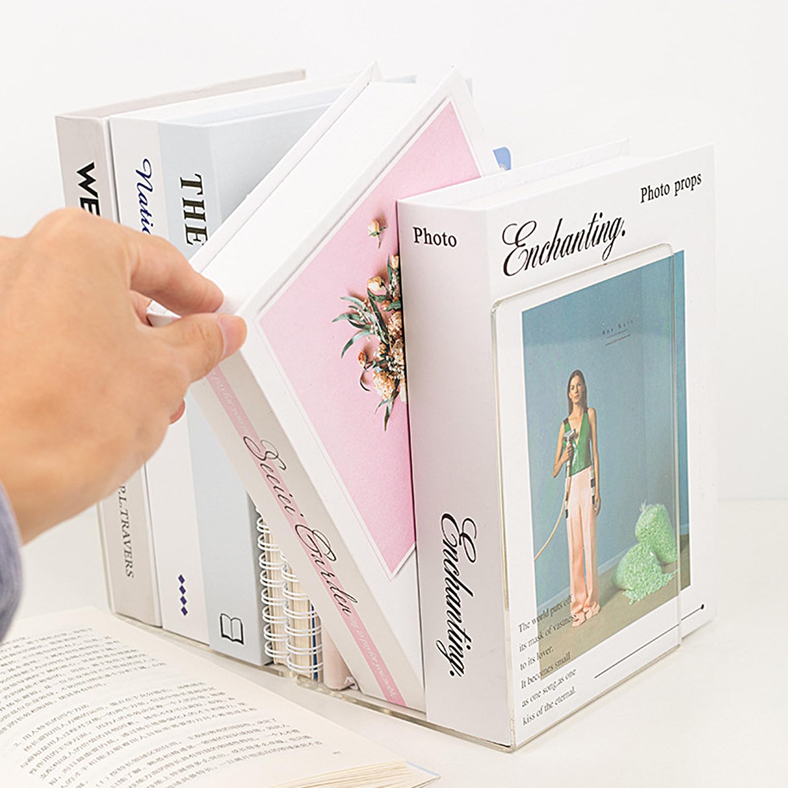 Fermalibri In Acrilico Trasparente | Set Da 4 Con Adesivi Antiscivolo | Per Mensole E Scrivania - Foto 10