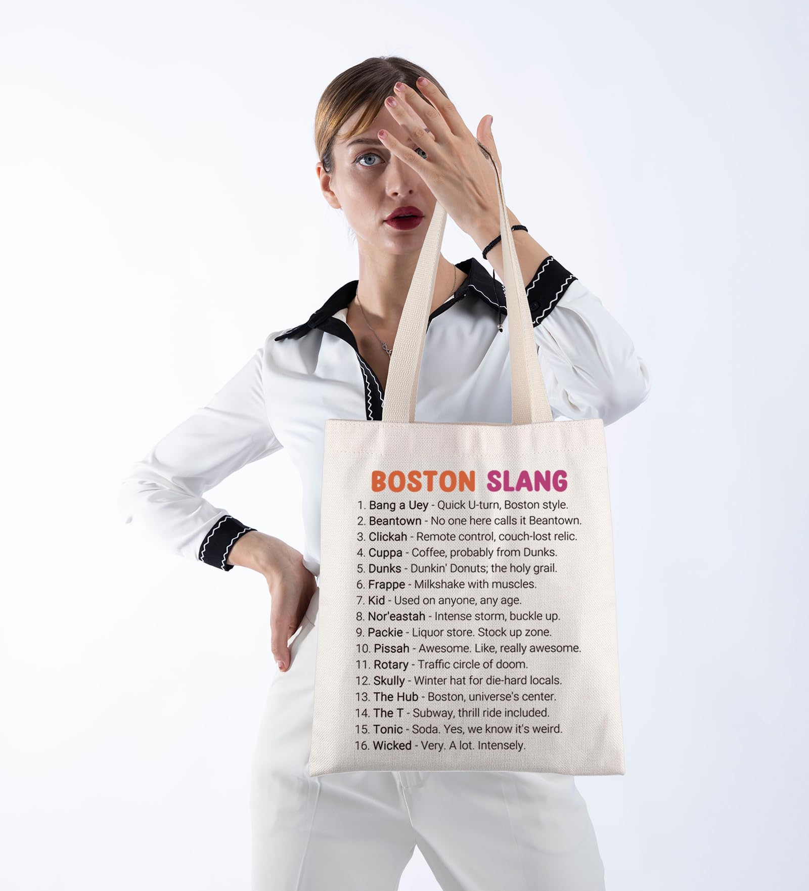 POFULL Boston State Trip Merch Massachusetts Gift New England Gift Boston Slang Tote Bag