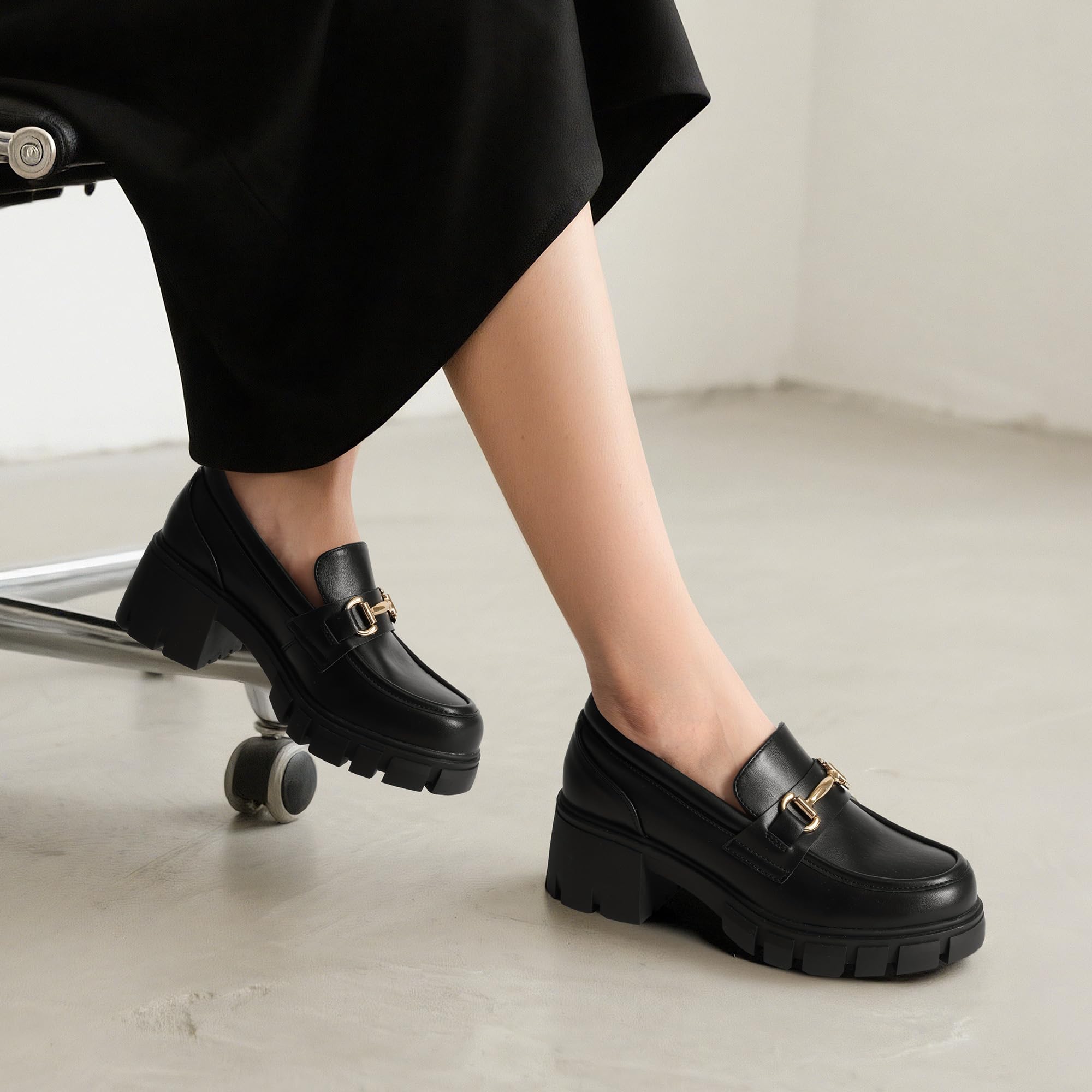 DREAM PAIRS Women's Platform Chunky Loafers