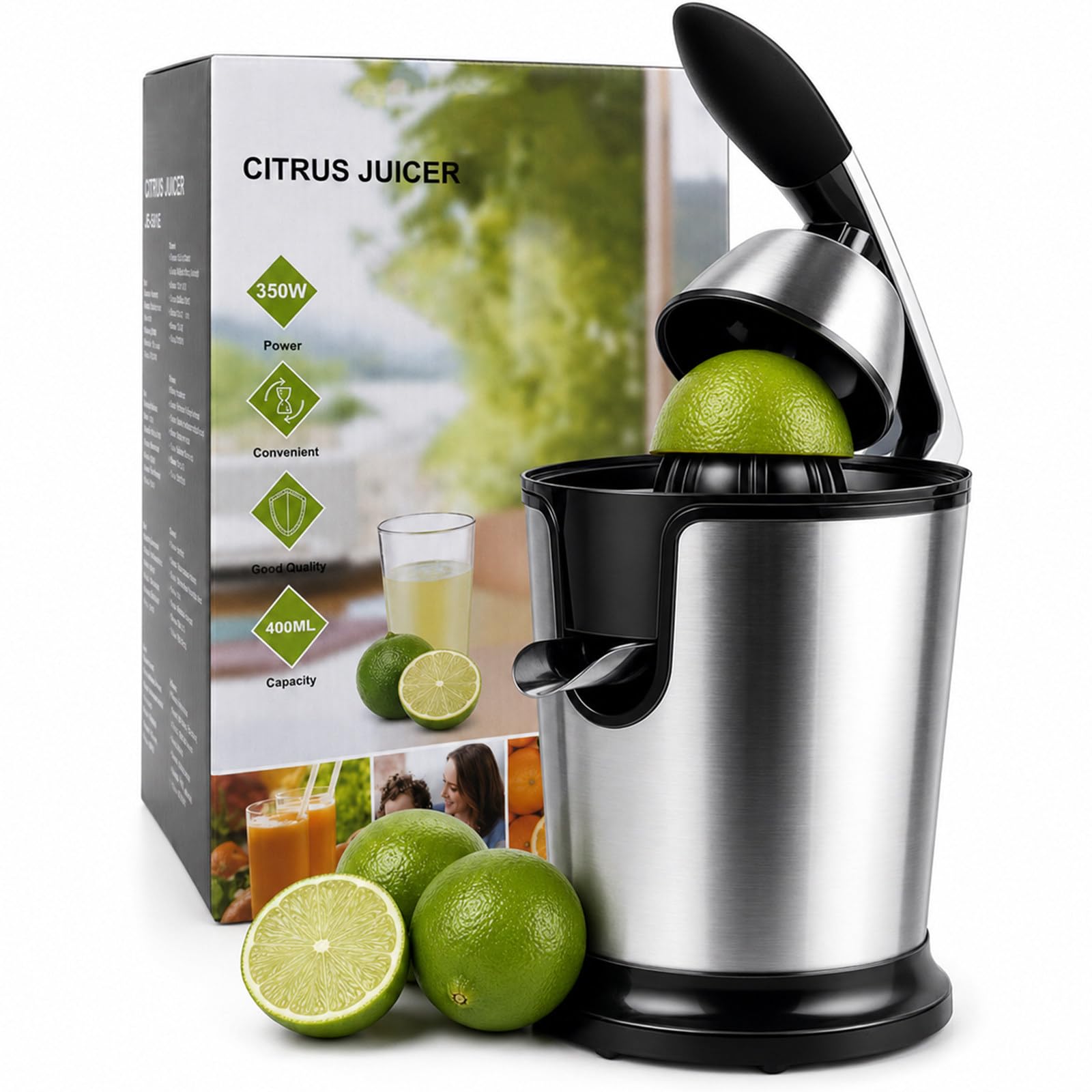 Presse d'Agrumes,350 W Extracteur Électrique pour Oranges et Pamplemousses