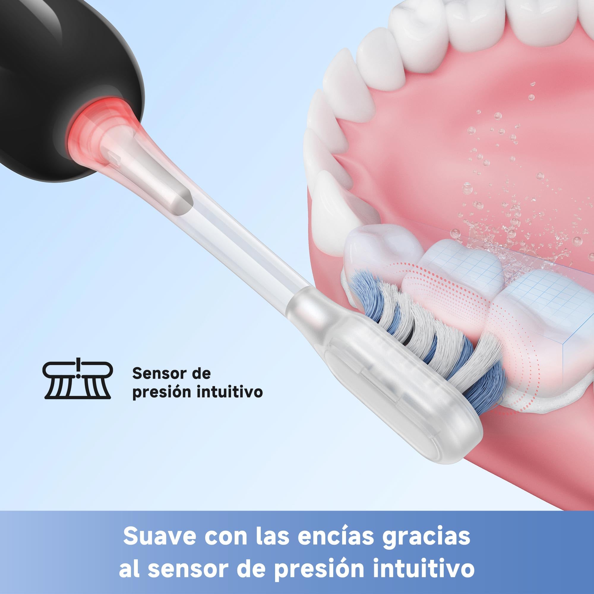 Mova Fresh SweepDrive Cepillo de Dientes Eléctrico, Cepillo Eléctrico Recargable Para Adultos, Carga Tipo C, Cabezal de Cepillado 3-en-1 con Soporte, 30 Días de Duración de La Batería, Negro