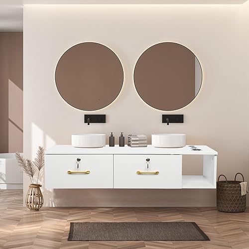 Estación de peluquería de montaje en pared con 2 cajones de bloqueo y 3 agujeros, equipos de spa de belleza, estaciones de pelo para estilista,