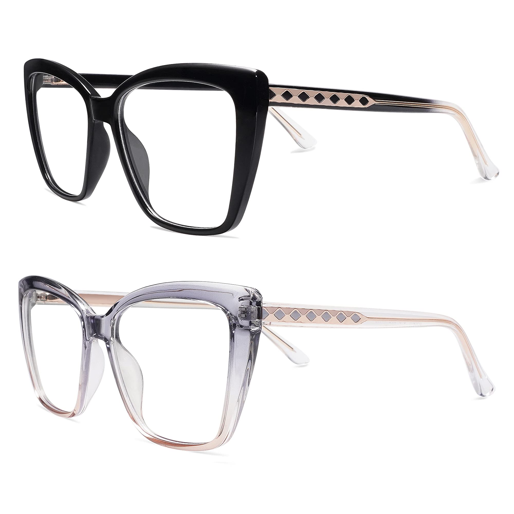AMOMOMA Trendy TR90 AM6031 - Anteojos de lectura para luz azul de mujer, elegantes lentes cuadrados de ojo de gato