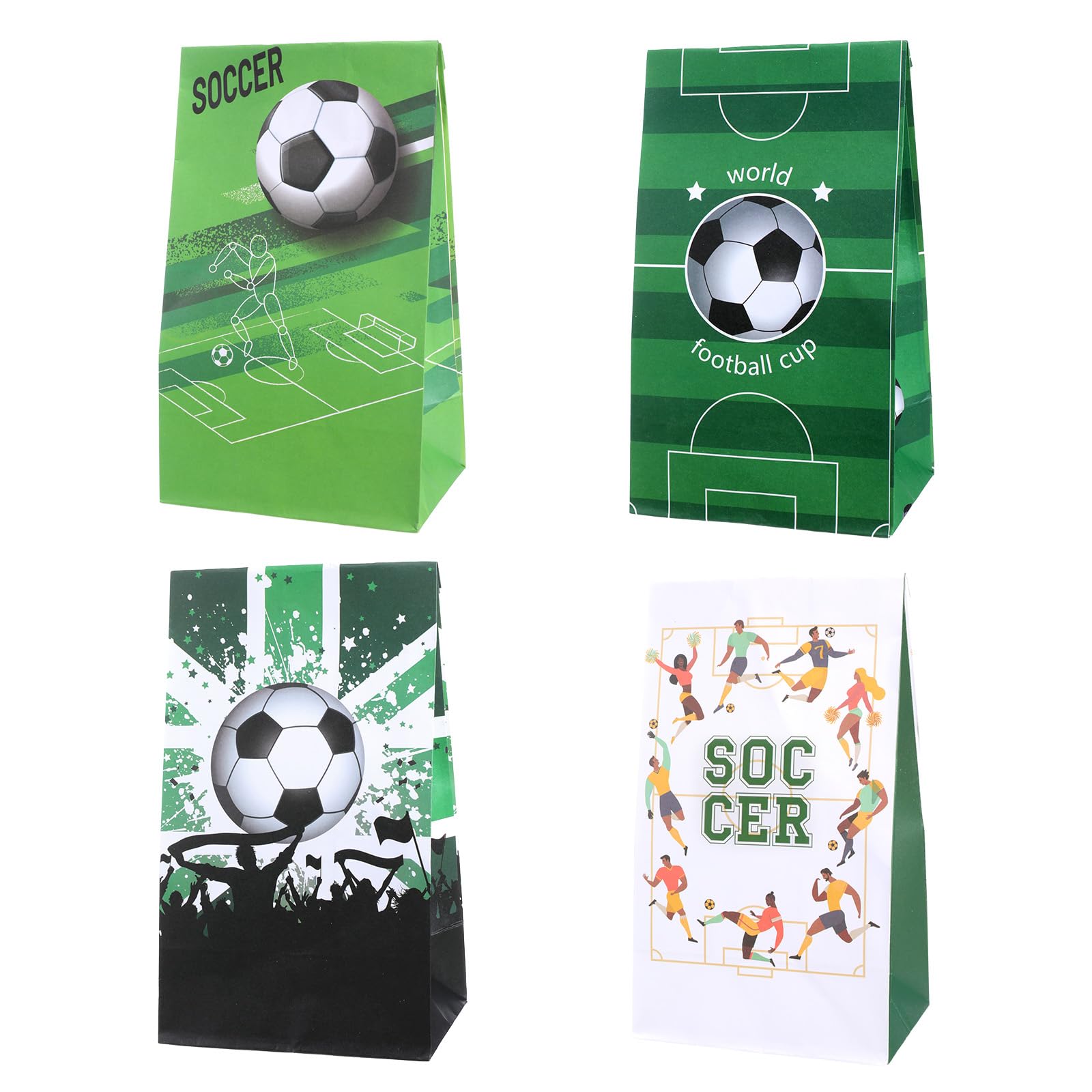 12 Pcs Soccer Snack Bags for Team, Soccer Goodie Bags, Treat Candy Goodie Bag with Labels for Snacks, Football Themed Birthday & Celebration Supplies