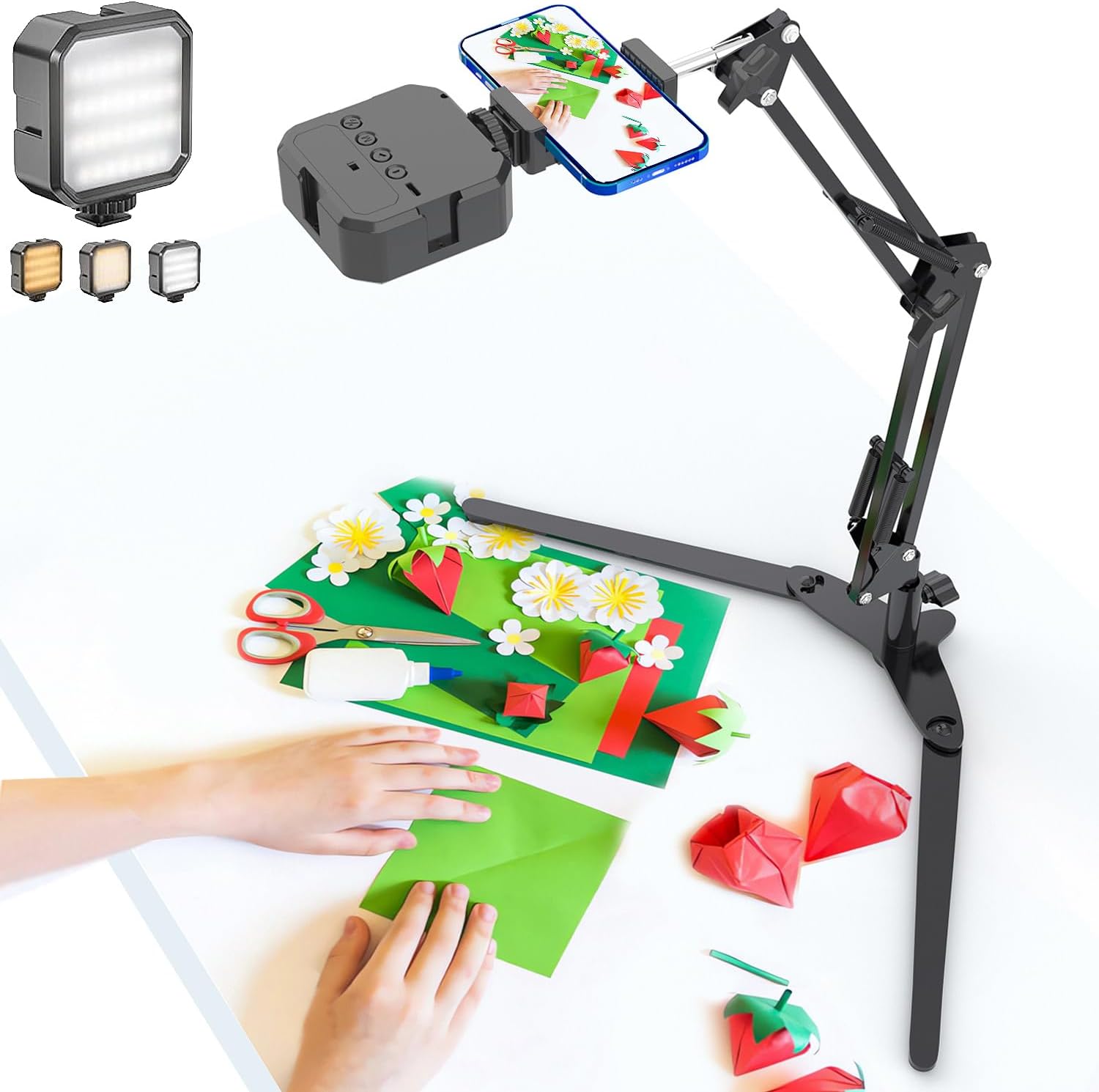 2024 Newest Overhead Phone Mount with LED Light, Phone