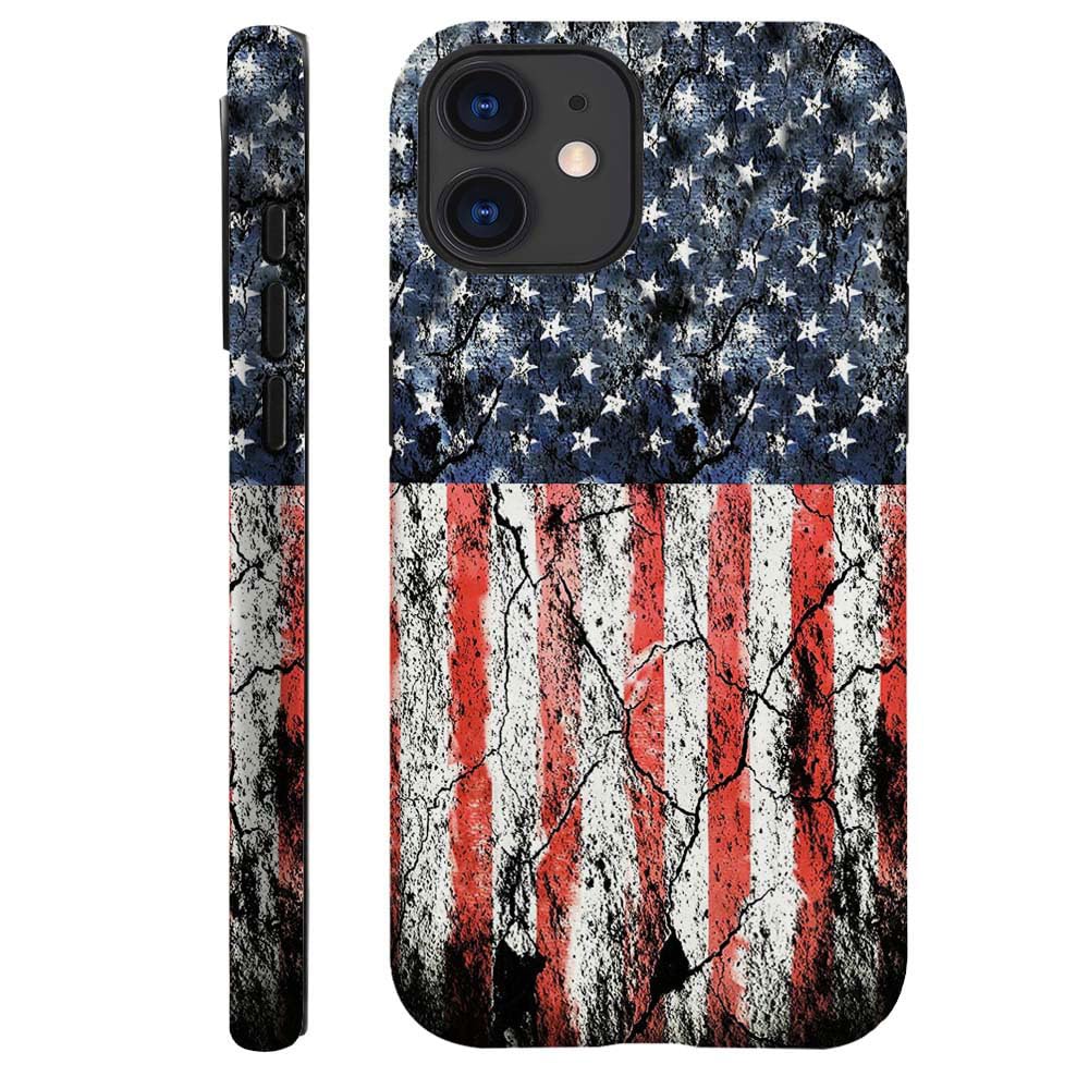 DJSOK Case for iPhone 11,Shockproof Hybrid 2-Layer Hard Shell Frosted Phone Case-Classic Retro American Flag