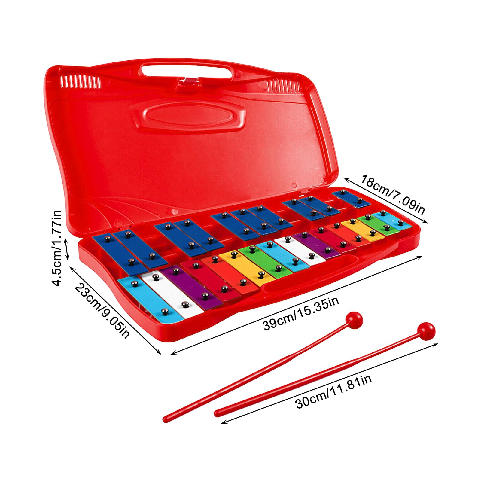 Glockenspiel per bambini in metallo, professionale - in metallo | da 25 note per bambini,Strumento di illuminazione musicale in materiale di alluminio per Pasqua, Ringraziamento, vacanze,
