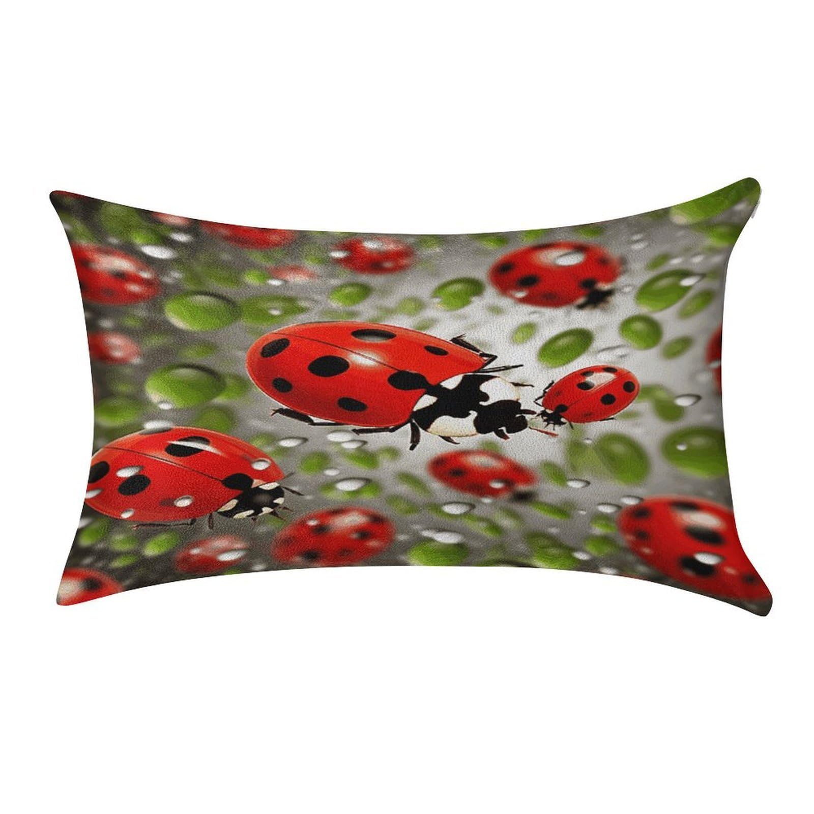 FekiLoot Ladybug Pillow Covers Luxury Velvet Oblong Pillowcases Rectangular Throw Pillows Case Decorative Velvet Cushion Covers Ultra Soft Lumbar Pillow Shells 12 X 20 in