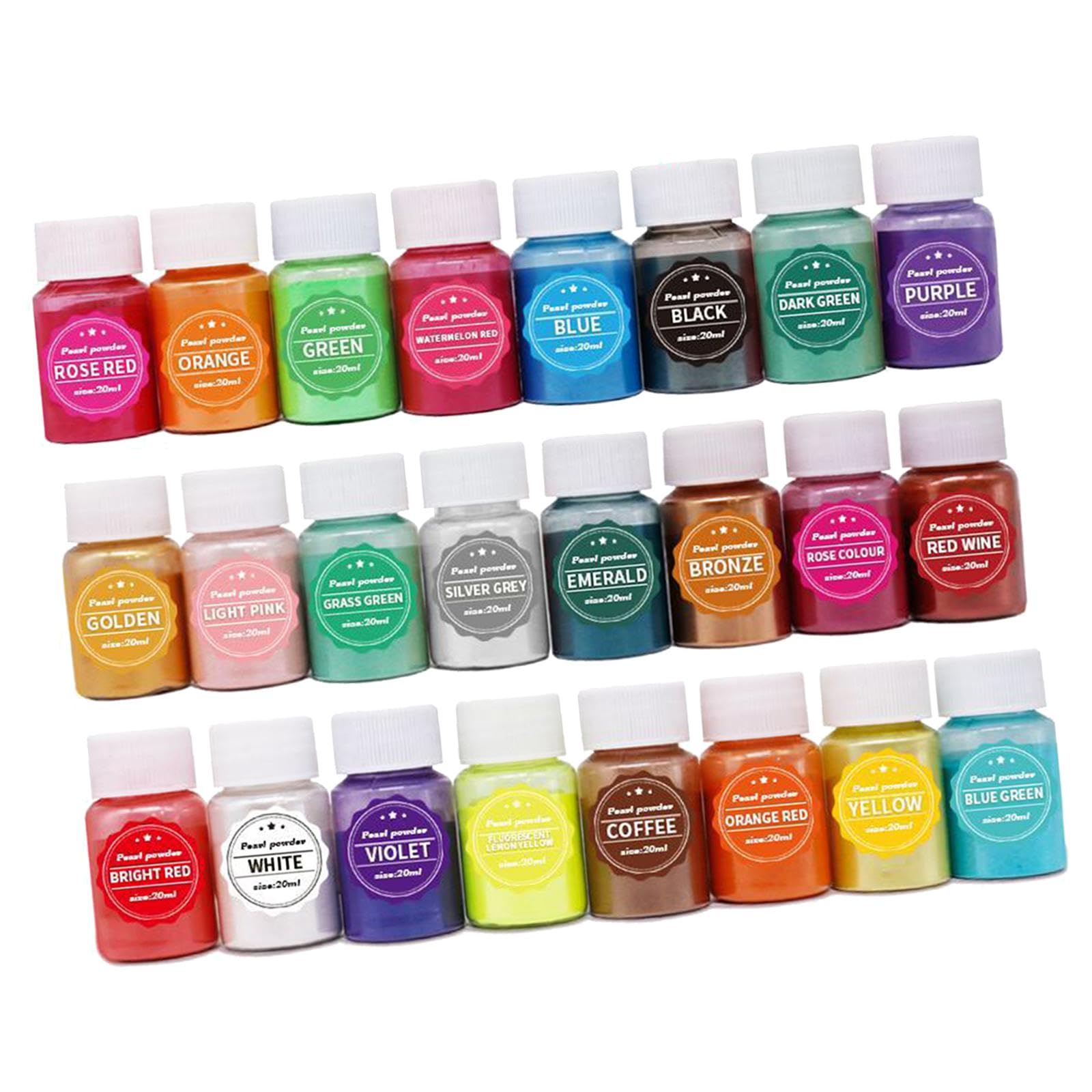 Juego de 5 24 piezas de polvo de mica nacarada para bolas de baño, pintura de joyería