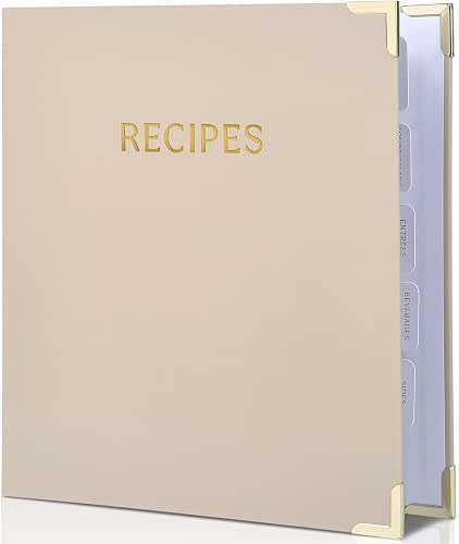 Aesthetic Recipe Binder with Polyester Waterproof cloth Cover - The