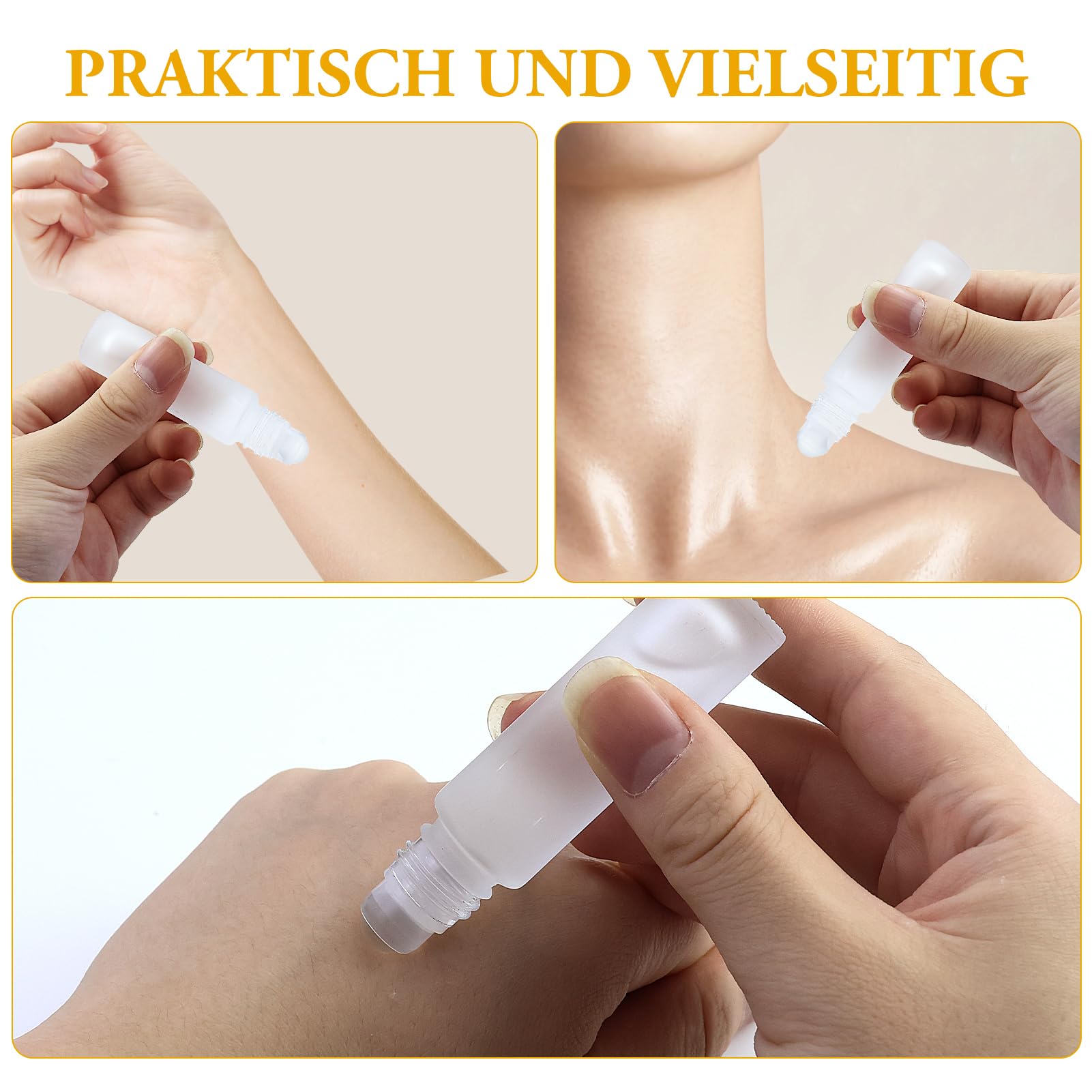 Lot de 25 bouteilles roll-on vides de 10 ml, en verre transparent, avec rouleau en acier inoxydable et bouchon en bambou pour huile essentielle, spa, massage