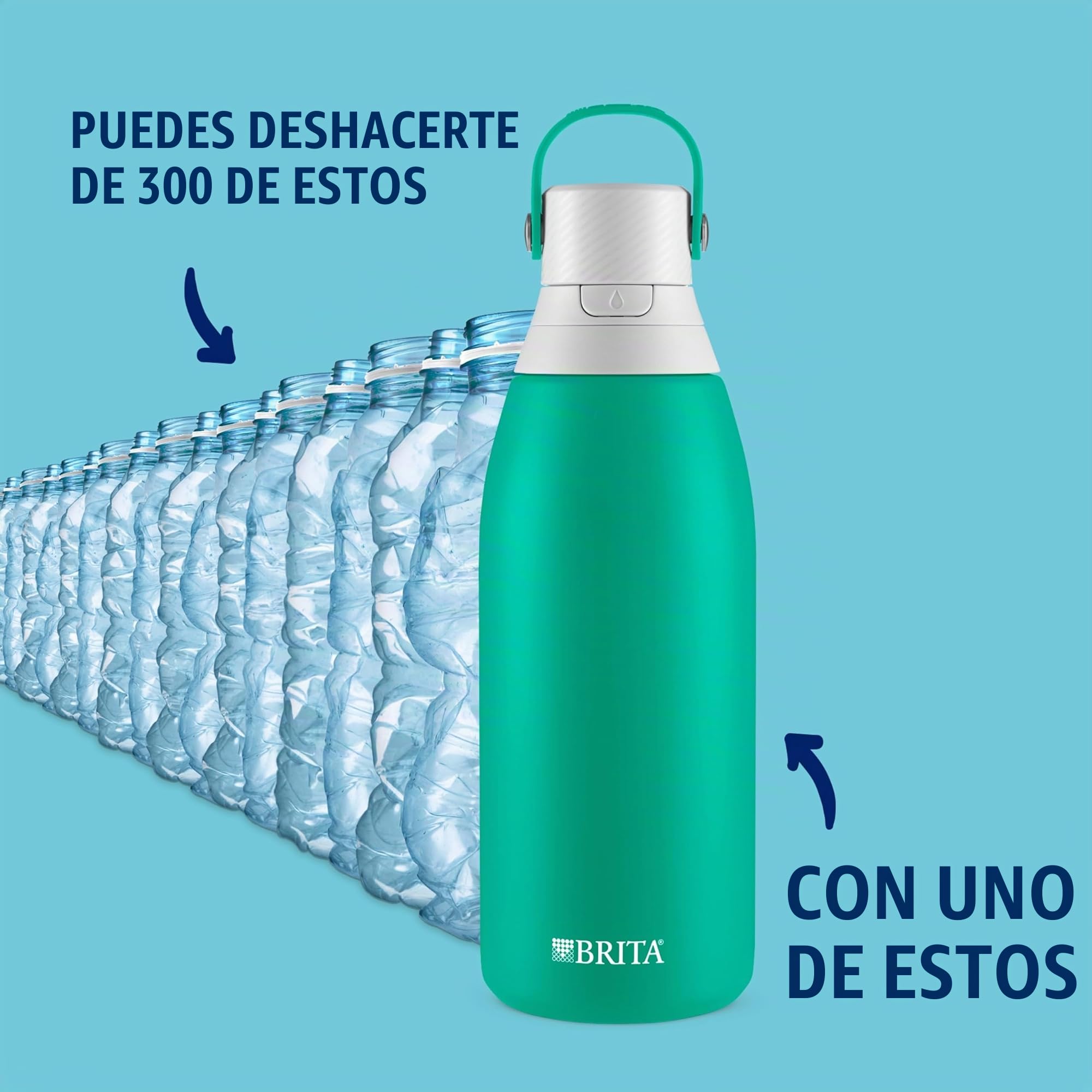 BRITA Botella de agua aislada de acero inoxidable con filtro, 32 onzas