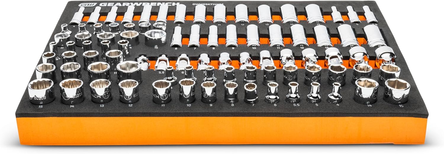 GEARWRENCH 89 Piece 1/4” Drive Master Metric Socket Set in Foam Storage Tray - GWMSSKT14MM