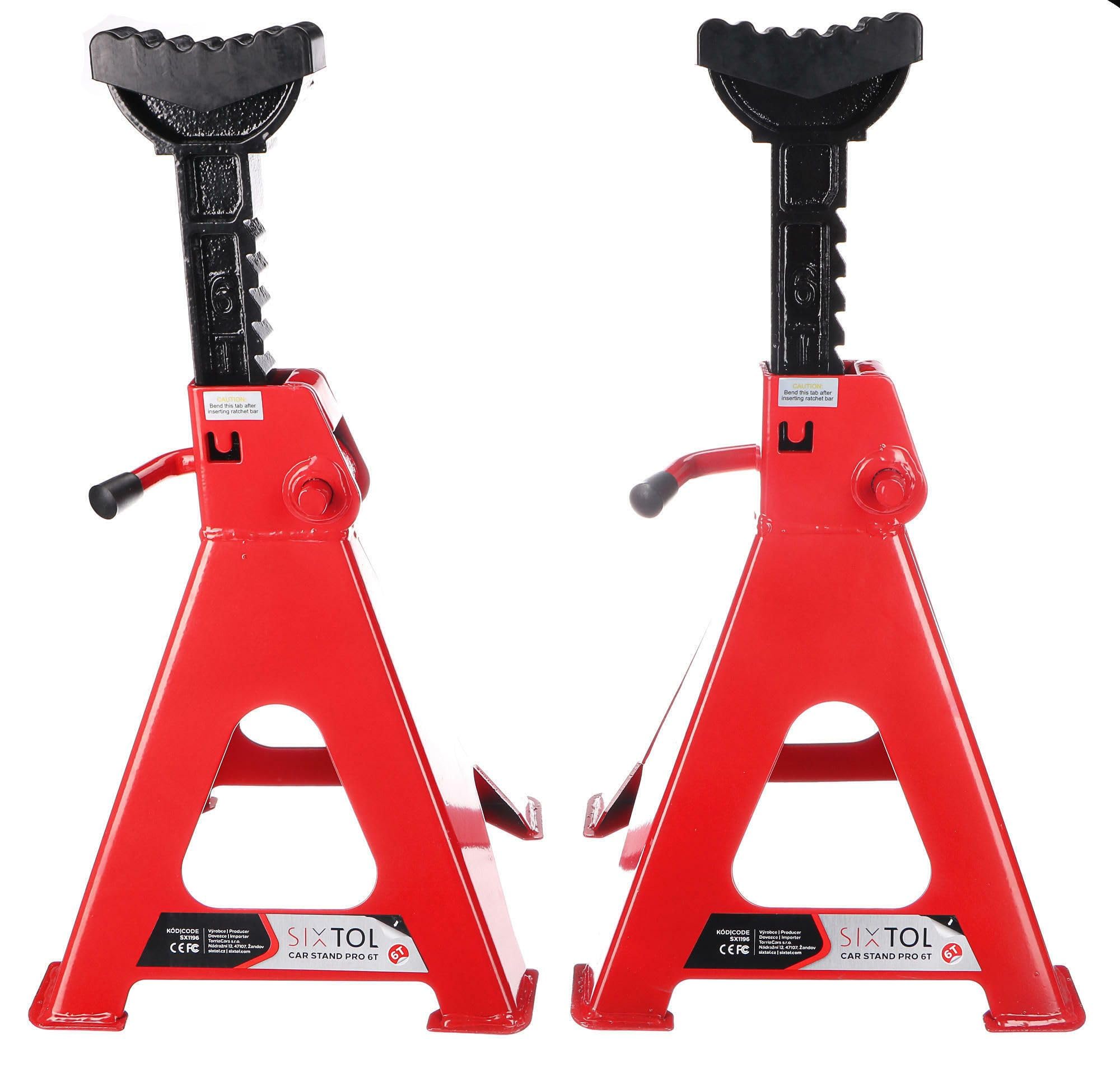 Mechanic Car Stand Pro 6T | Juego de 2 caballetes para Coche | Capacidad 6 toneladas | Altura Ajustable 395-605 mm | Construcción de Acero con Soporte de Goma