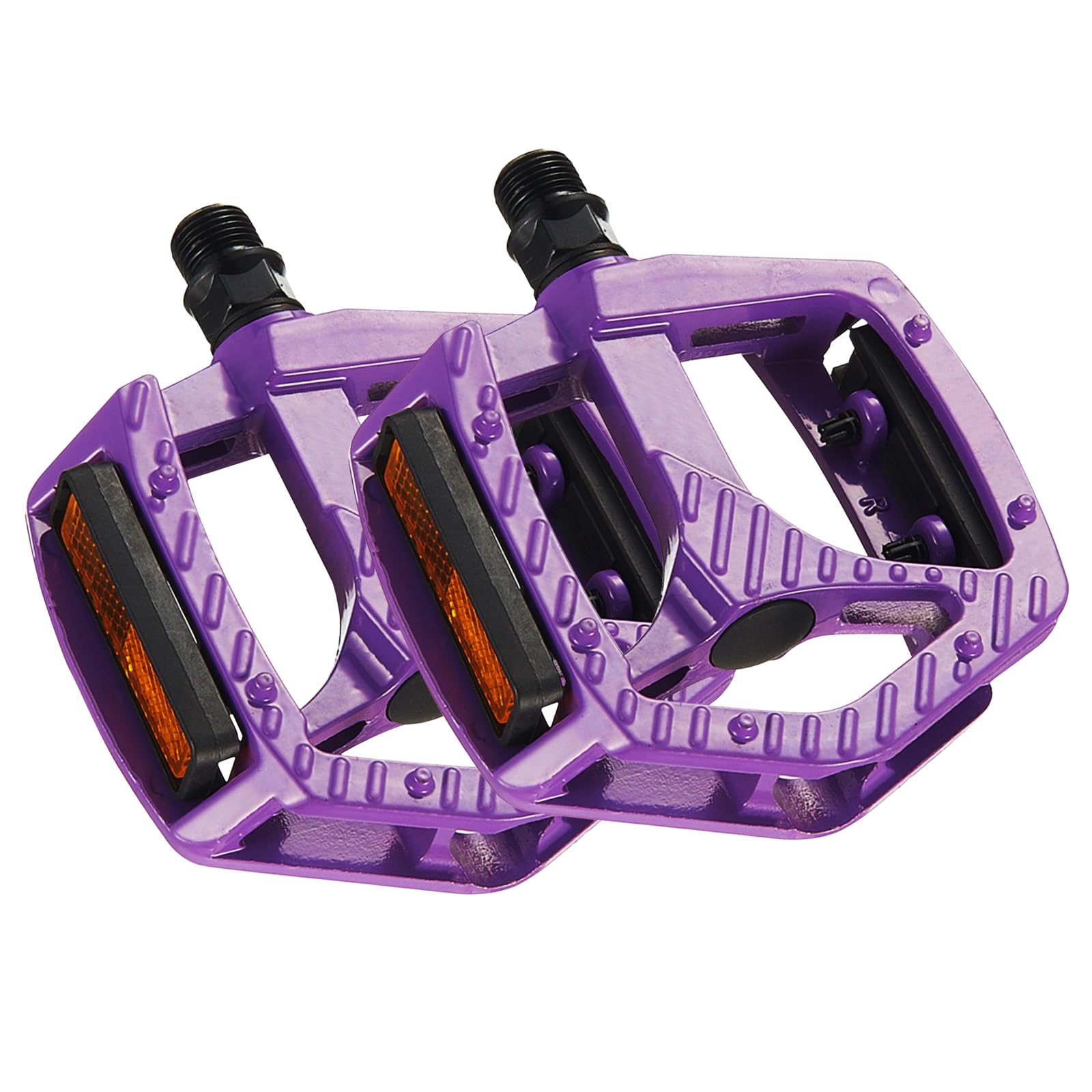 YIUBCZOQI Road/Mountain Bike Pedals 3 Bearings Bicycle 9/16 pedals Aluminum Alloy CNC Machined Flat Pedals with Anti-Skid Nails and Reflectors Purple