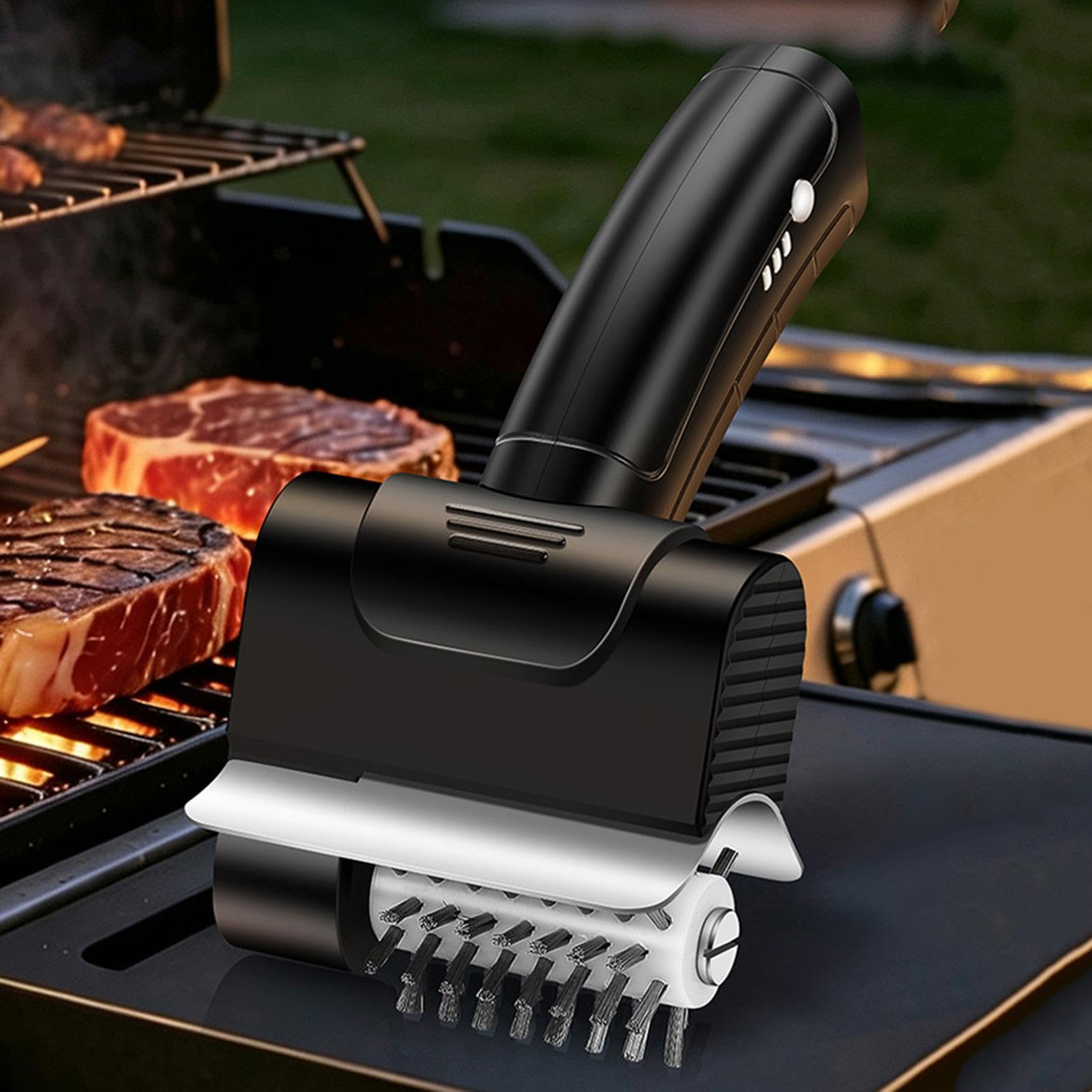 Spazzola elettrica per barbecue ricaricabile senza fili | Pulitore elettrico per griglia da campeggio, picnic, cucina, feste all'aperto, donne e uomini