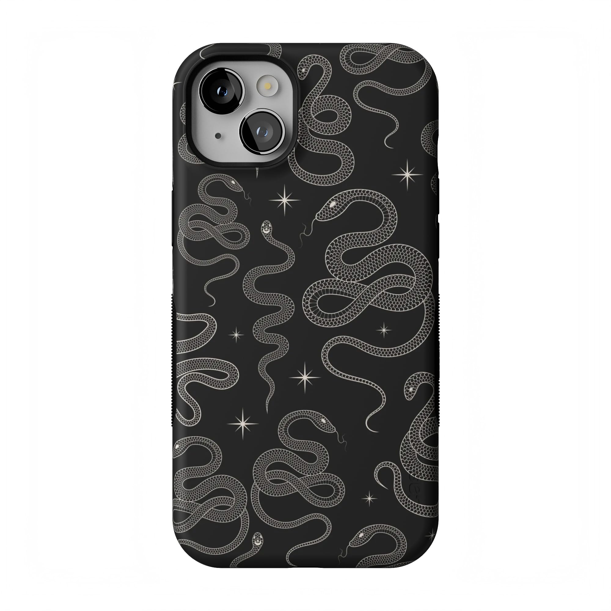 Casely iPhone 14 Plus Black Serpent Case, front and back view