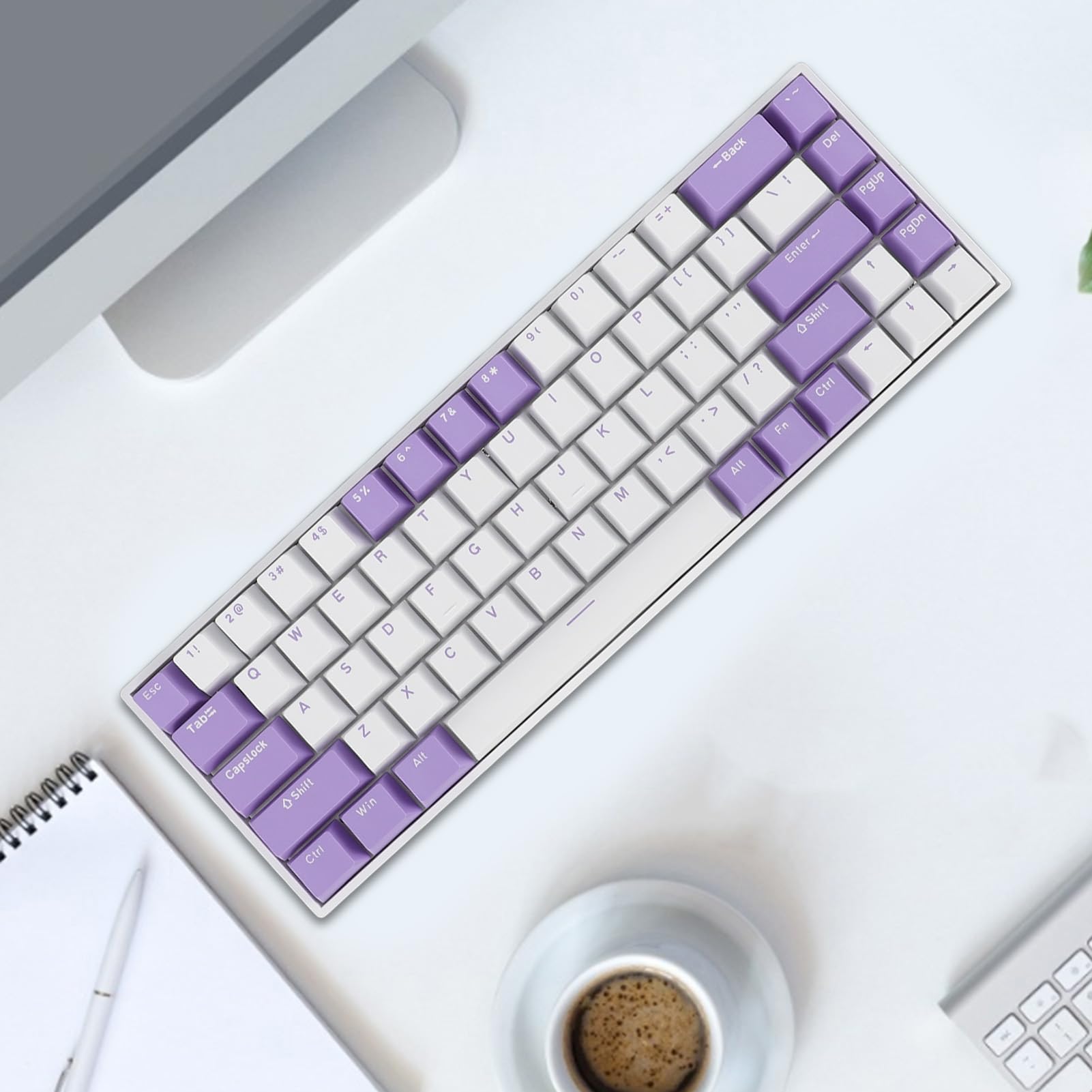Acouto Teclado Mecánico con Interruptor Rojo de 68 Teclas RGB 60 por Ciento USB C Teclado para Juegos con Cable para PC con Puerto USB El con Cable un 68 Teclas Mecánico60 por Ciento