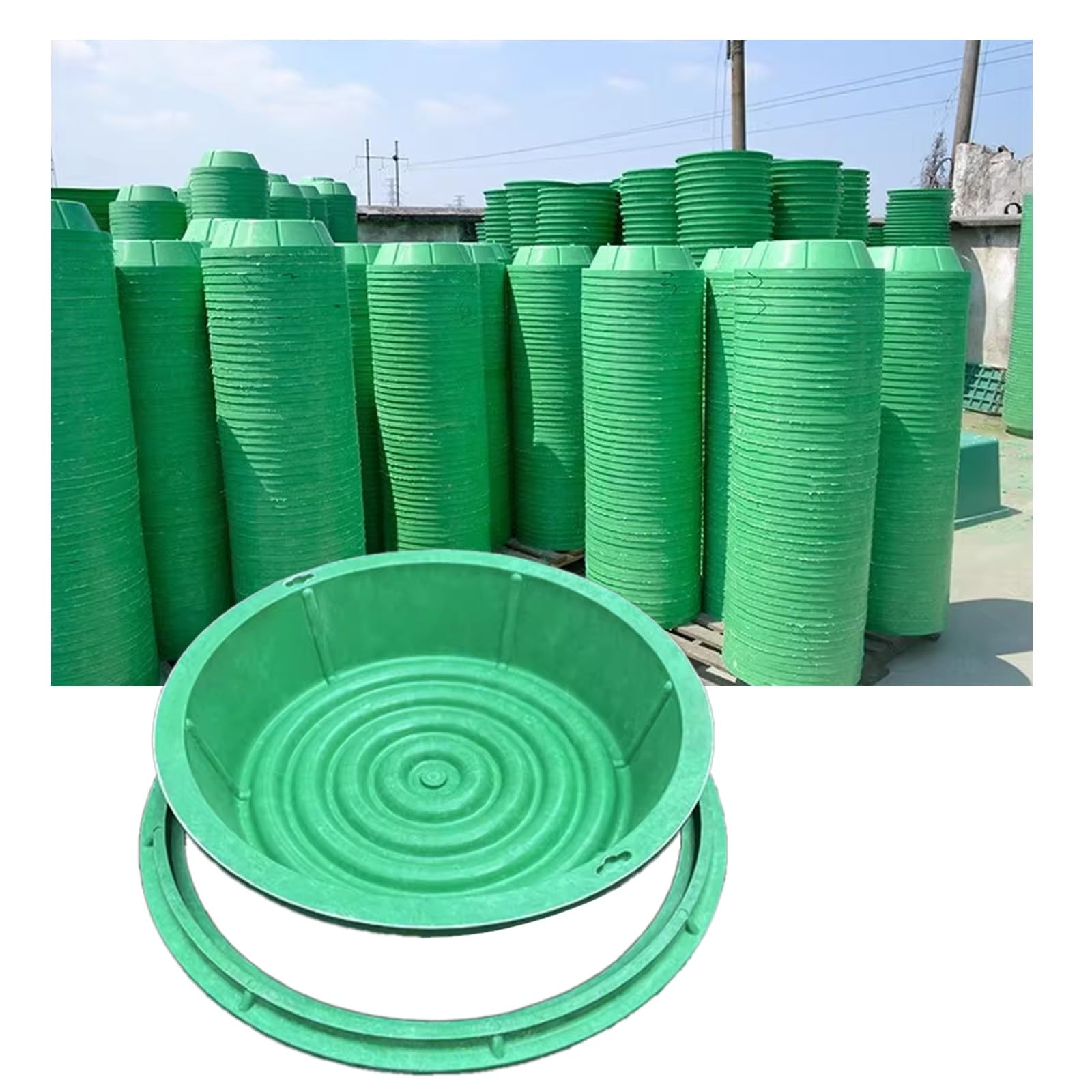 GBRSXYIP Septic Tank Manhole Cover - Round Embedded Resin Sewage Lid with Green Frame Decorative Lawn Drain Cover 19.7"x19.7" for Outdoor Use (A50*50CM)